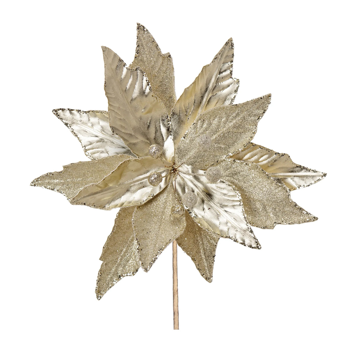 Glittered Poinsettia Stem