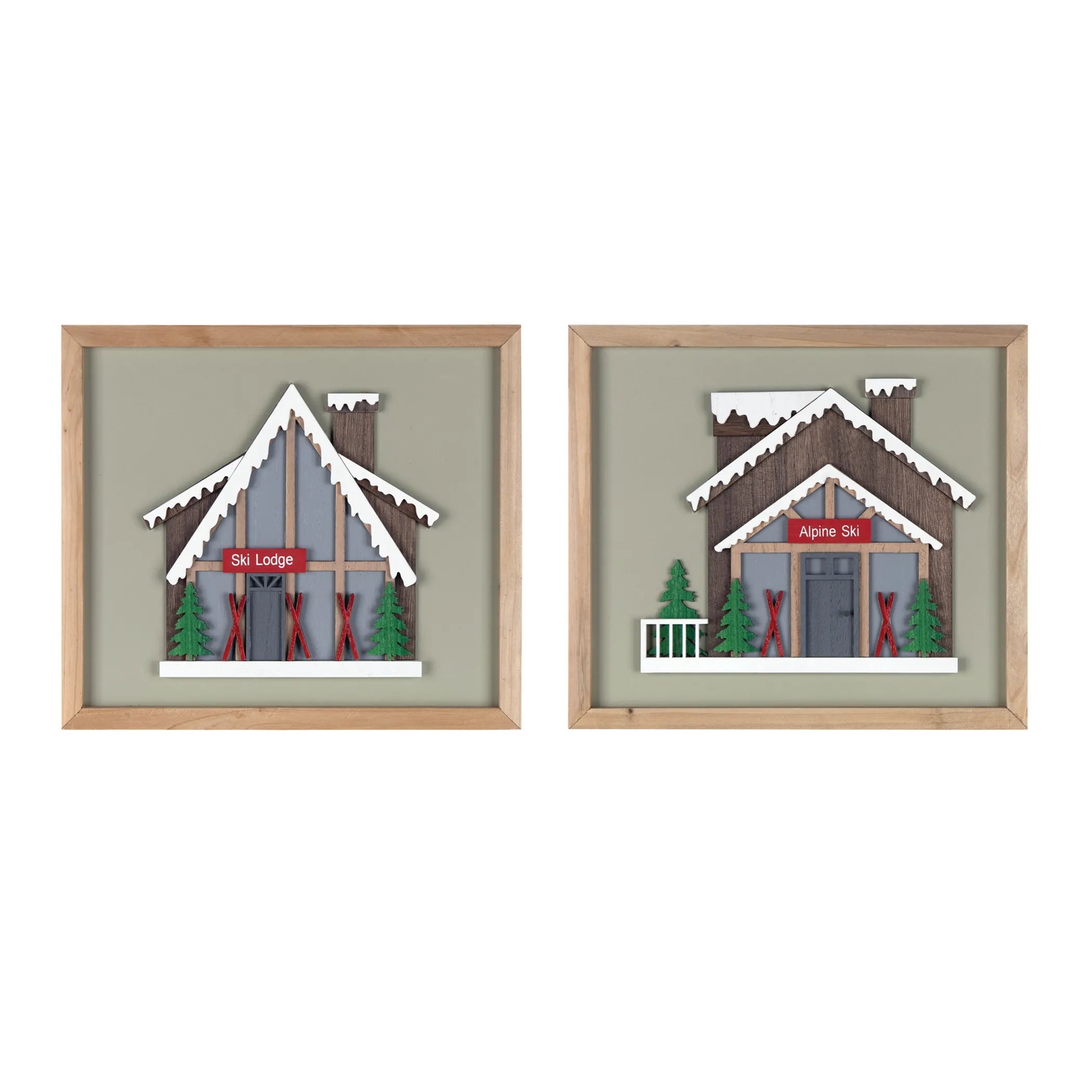 Framed Ski Lodge Wall Art