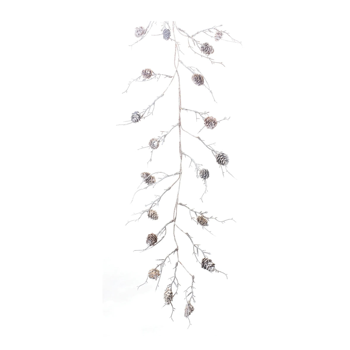 Flocked Pinecone Twig