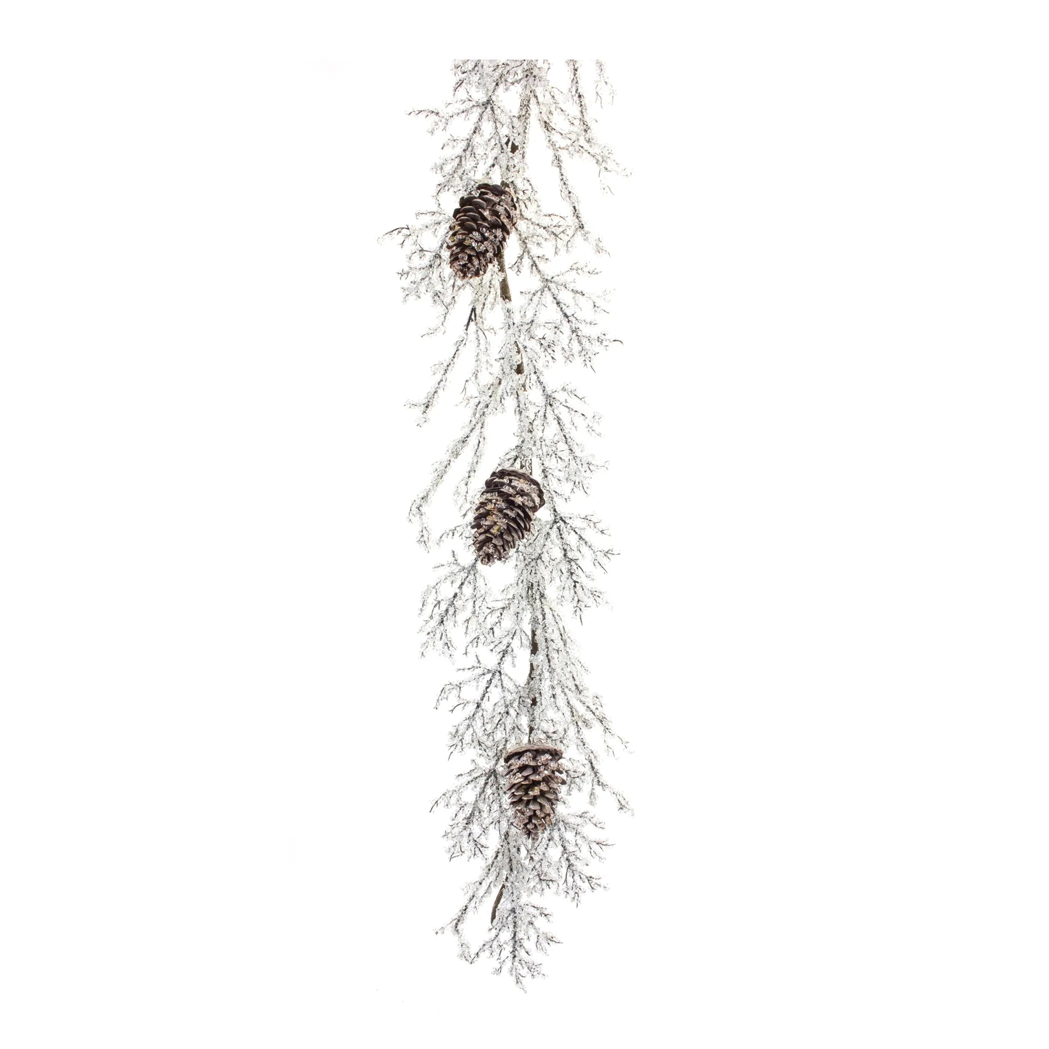 Iced Twig  With Pinecones 5'L
