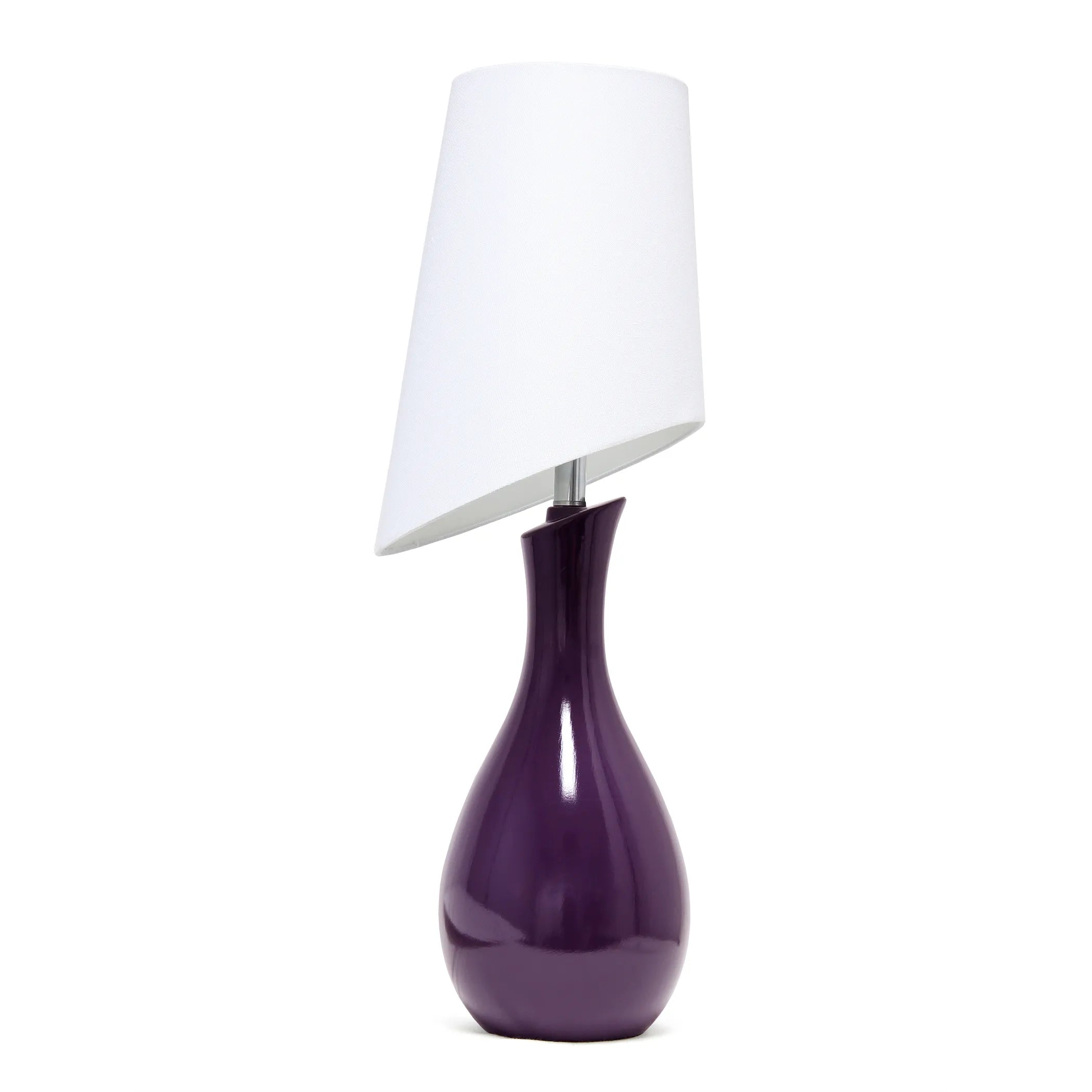 Lalia Home Eggplant Contemporary Table Lamp With Slanted White Shade For Living Room, Office, Entryway, Nightstand, Dining Room