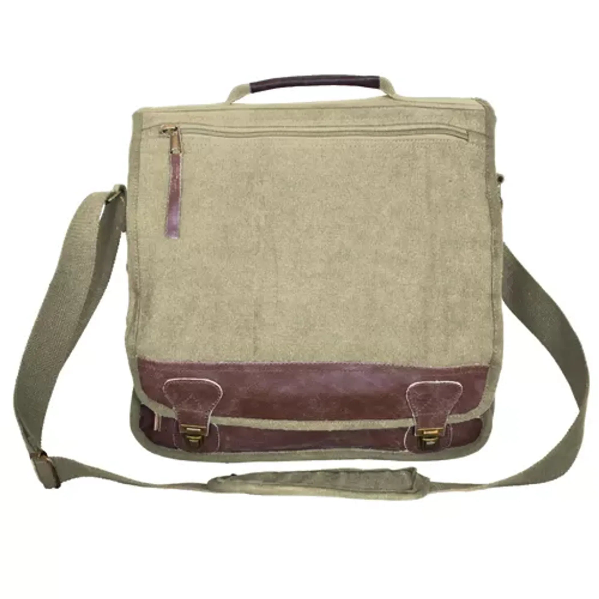 Classic' Euro-Style Messenger Bag - Khaki