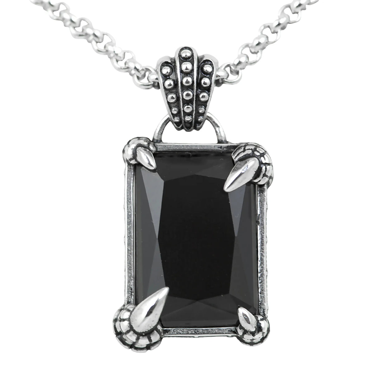 Dragon Necklace 'Dragon Claw Seal Black' Dragon Pandant Adorned With Black Faceted Glass