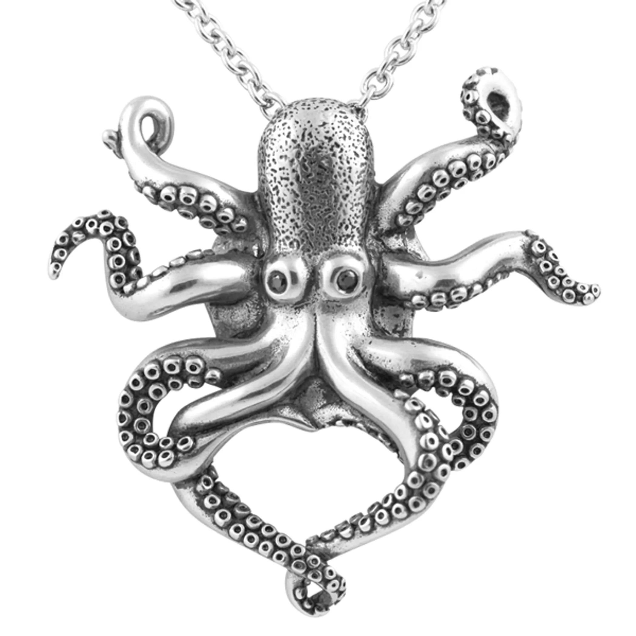 Black Cz Eyed Octopus Necklace