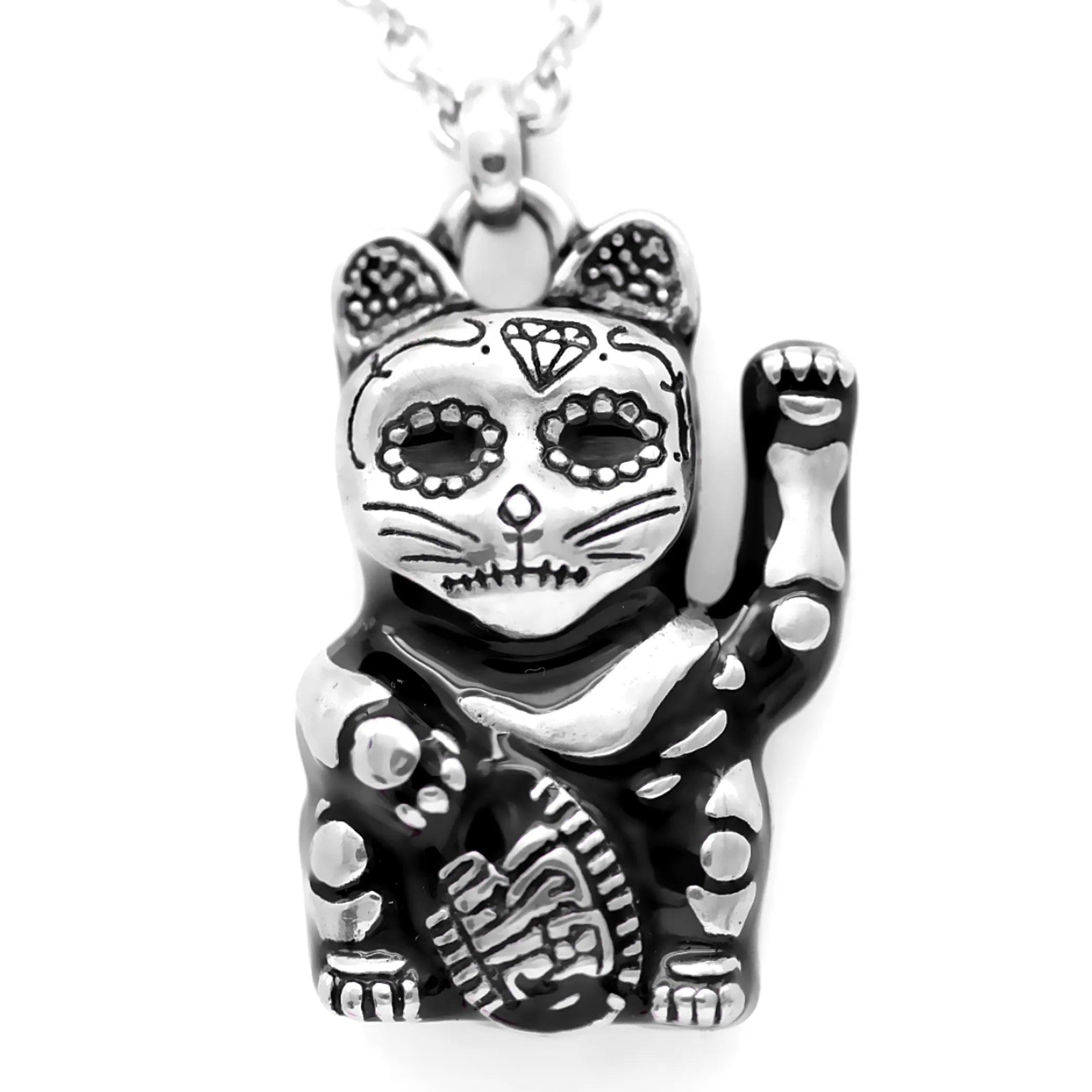 Cat Necklace Day Of The Dead Maneki-Neko