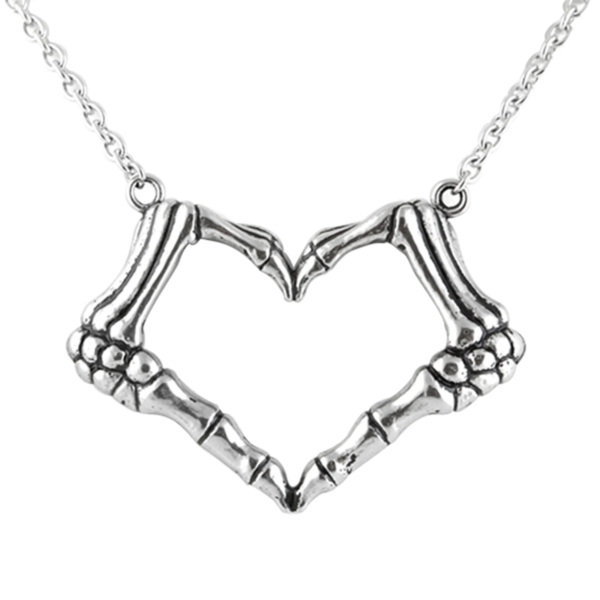 Skeleton Hand Heart Necklace - I Love You To Death