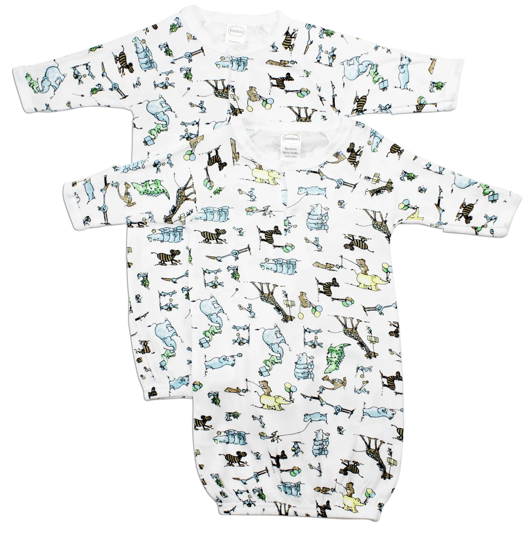Bambini Printed Infant Gowns - 2 Pack