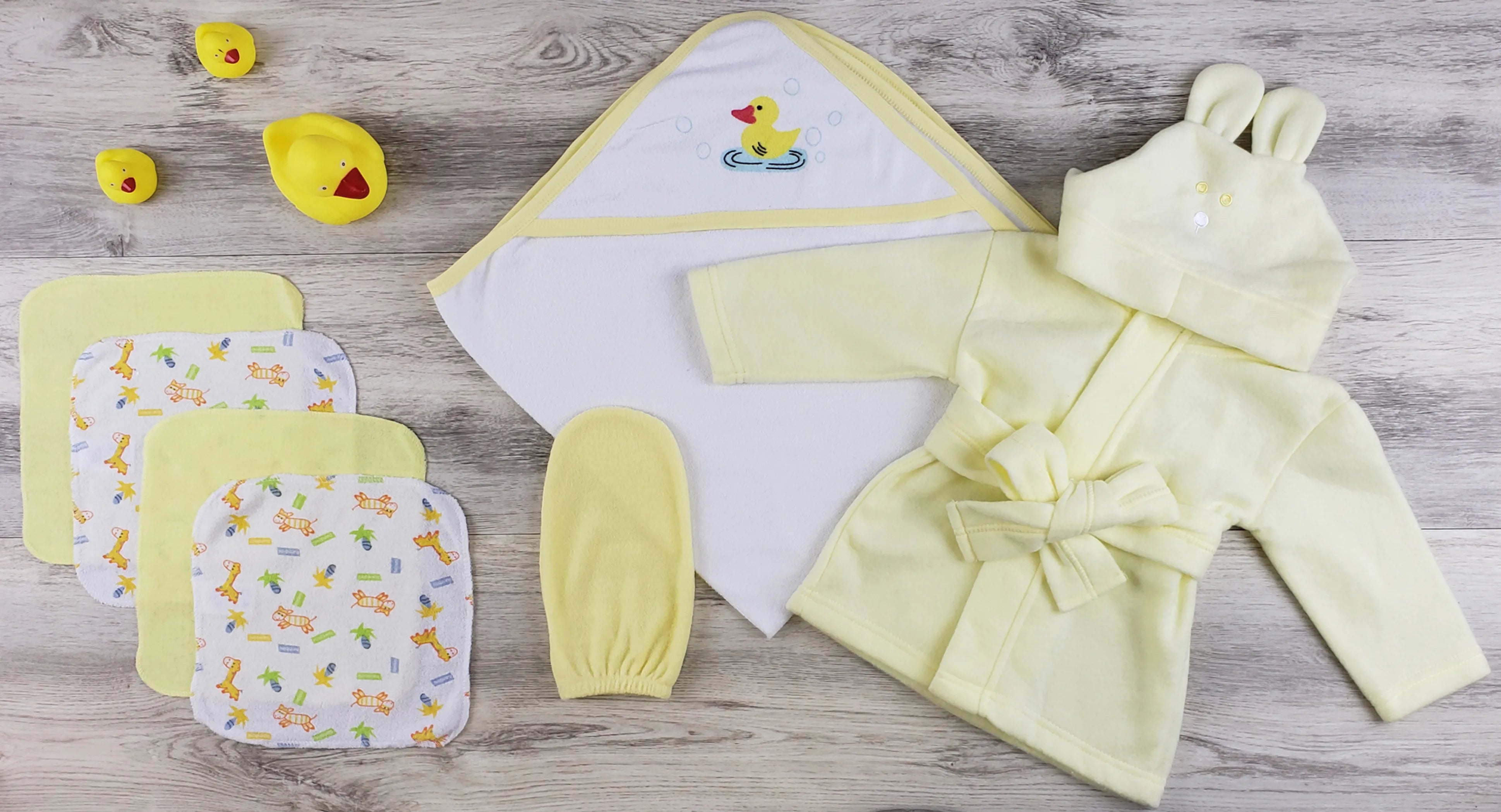 Bambini Hooded Towel, Wash Clothes, Bath Mitten And Robe