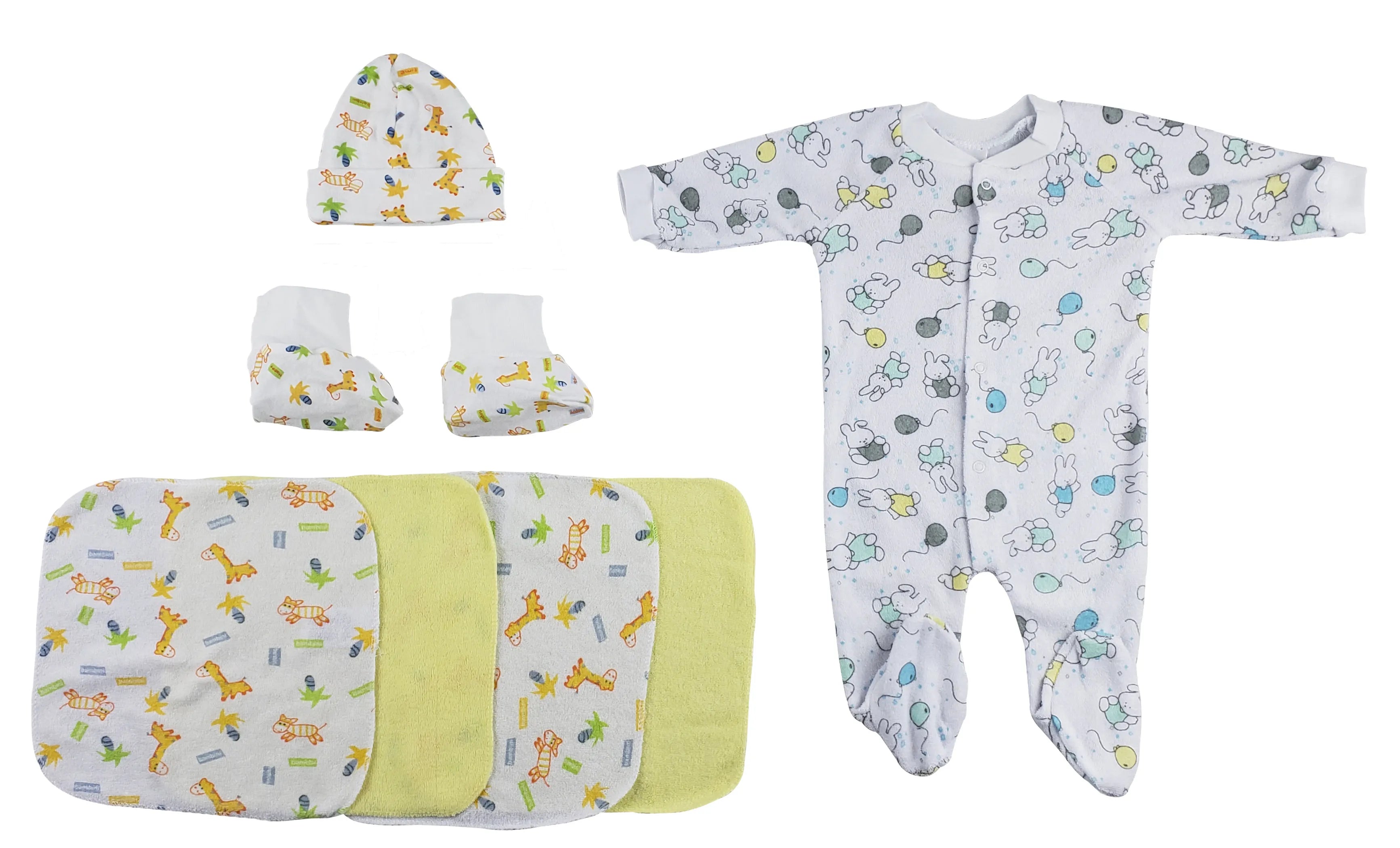 Bambini Sleep-N-Play, Cap, Booties And Washcloths - 7 Piece Set