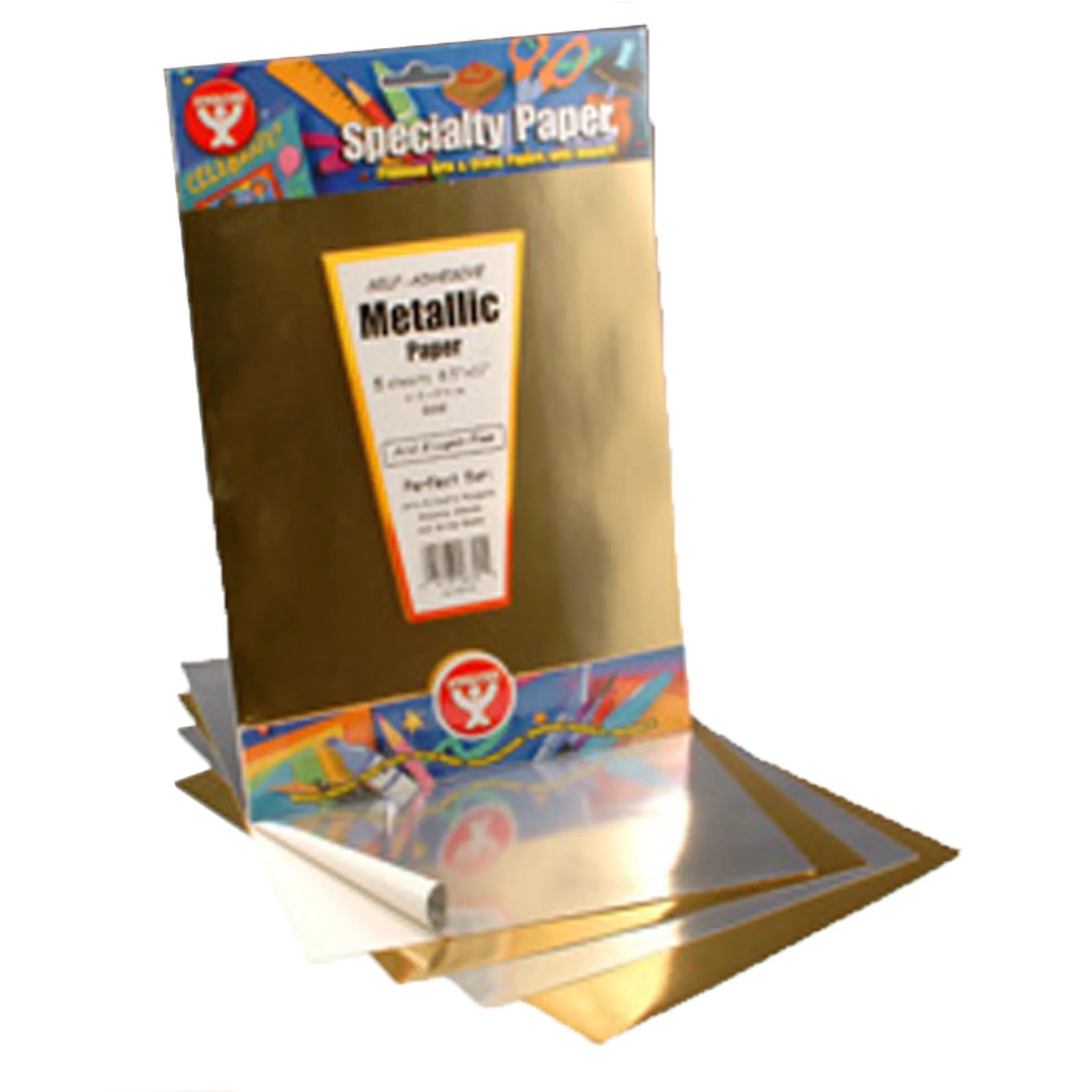Metallic Self-Adhesive Sheets - 5 Sheets-Gold