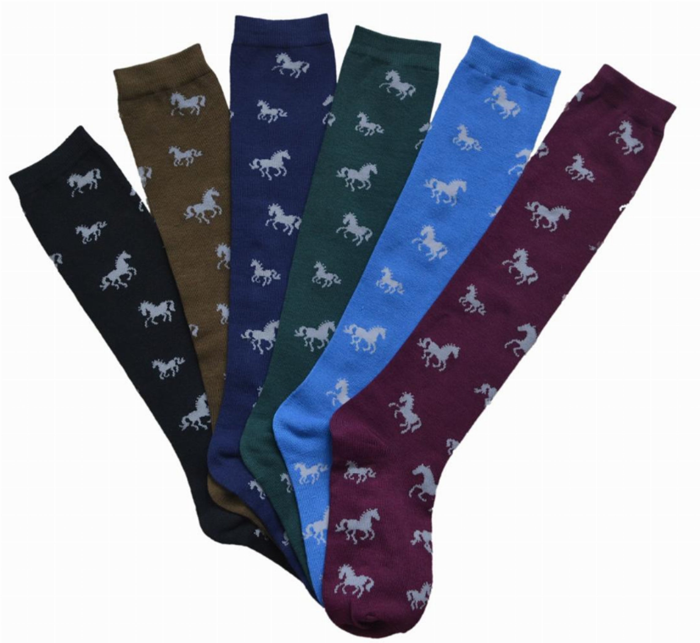 Awst Int'L Ladies' 'Lila' Horses All Over Darks Knee Socks- 6 Pack