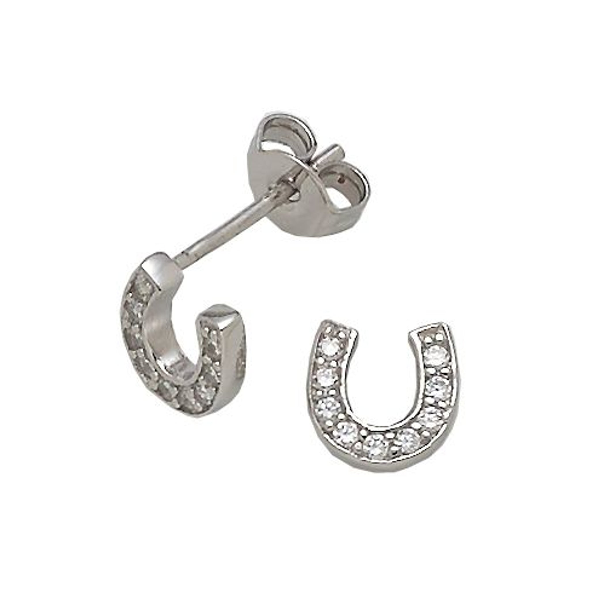 Awst Int'L Sterling Silver & Cz Horseshoe Stud Earrings