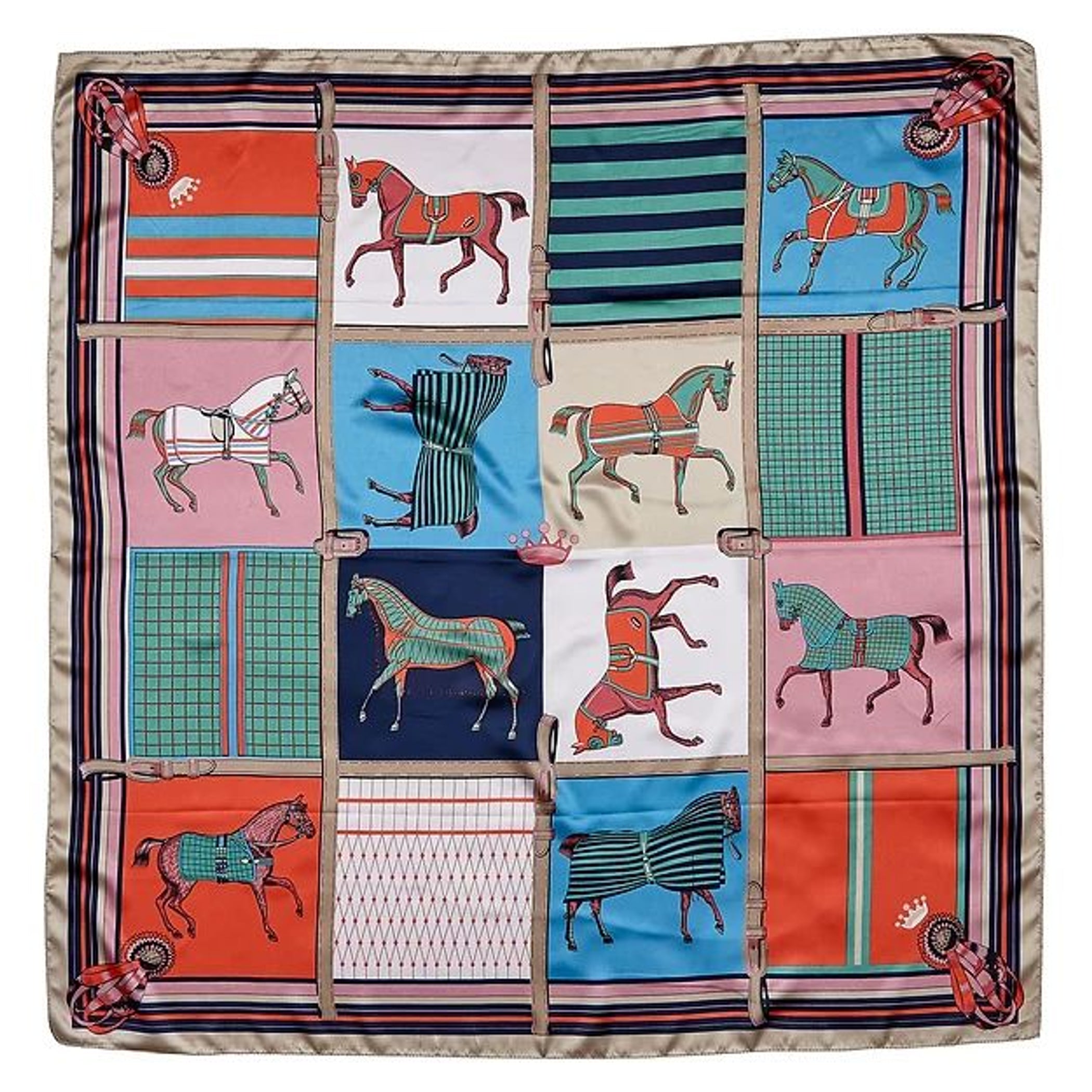 Awst Int'L Horse In Blankets Silky Scarf