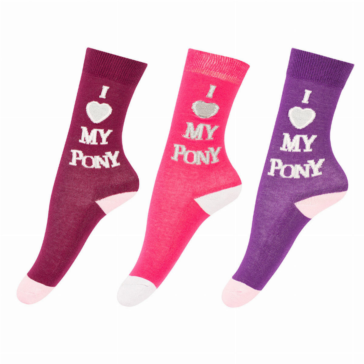 Tuffrider Children'S I Love My Pony 3 Pack Socks