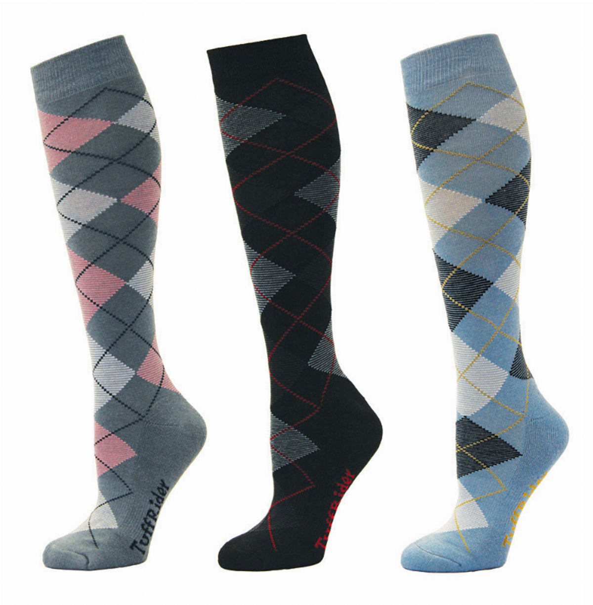 Tuffrider Ladies Bamboo Argyle Knee Hi Socks - 3 Pack