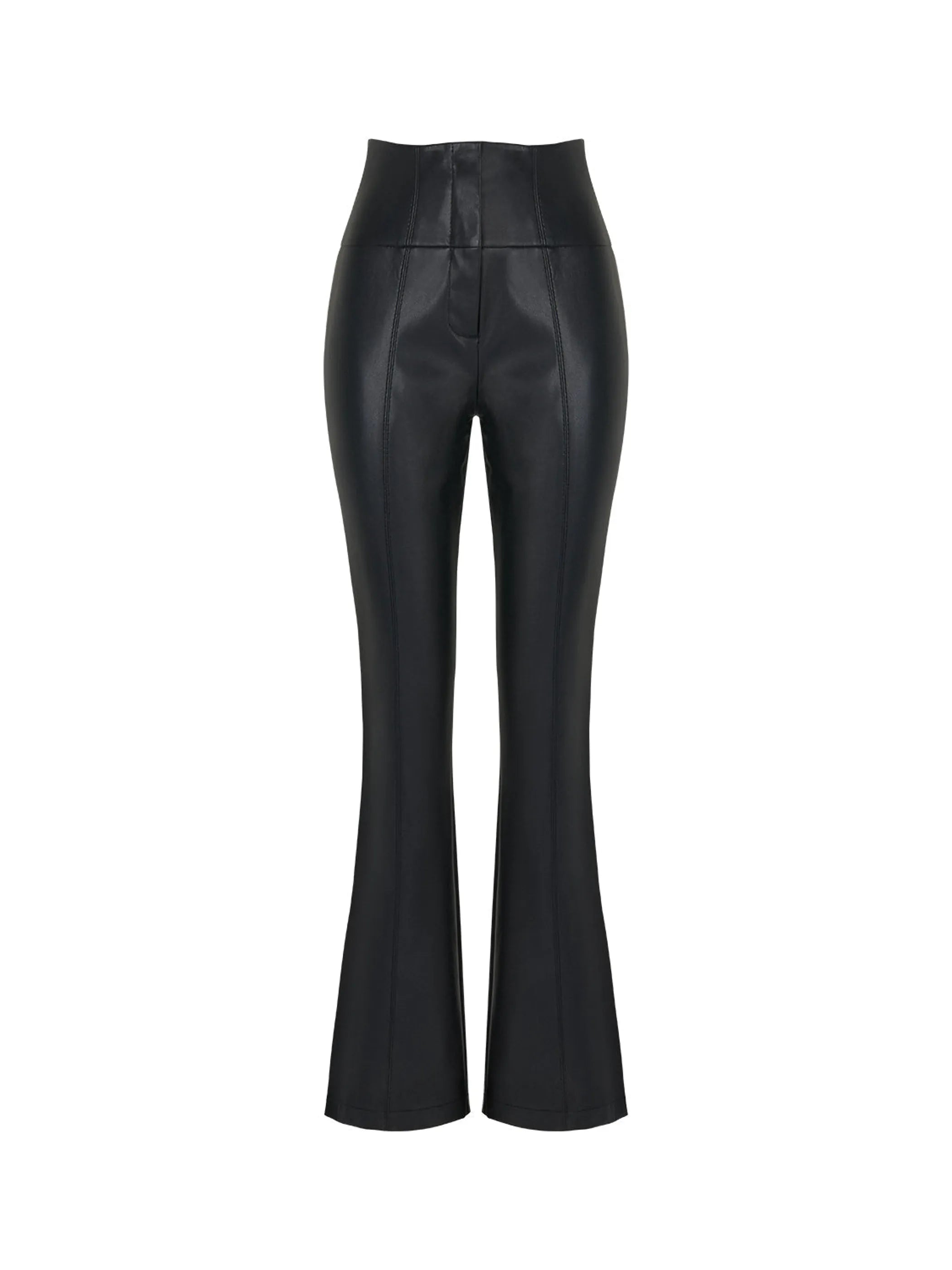 Faux Leather Pants With Elastic Waist