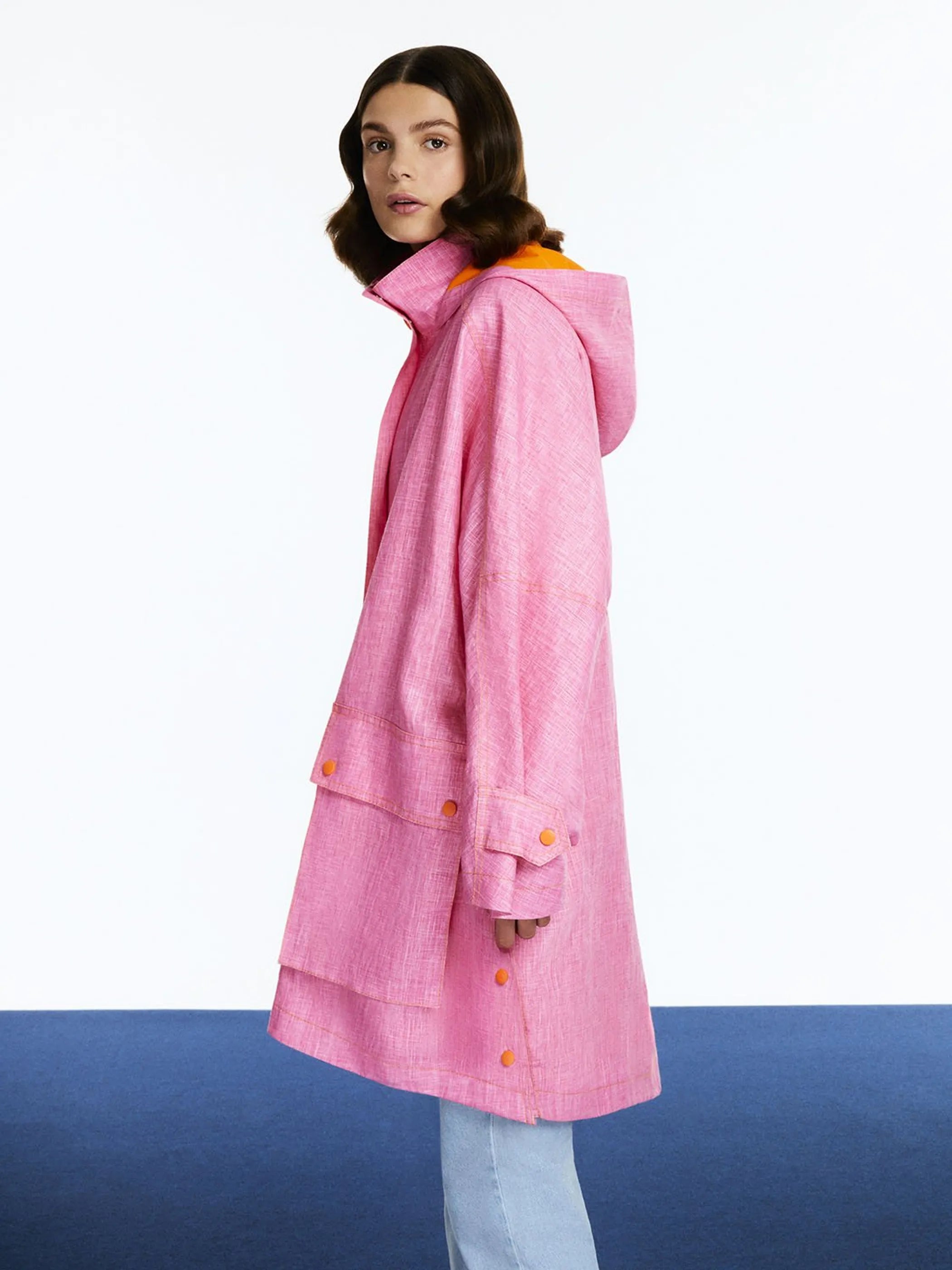 Printed Hooded Trench Coat