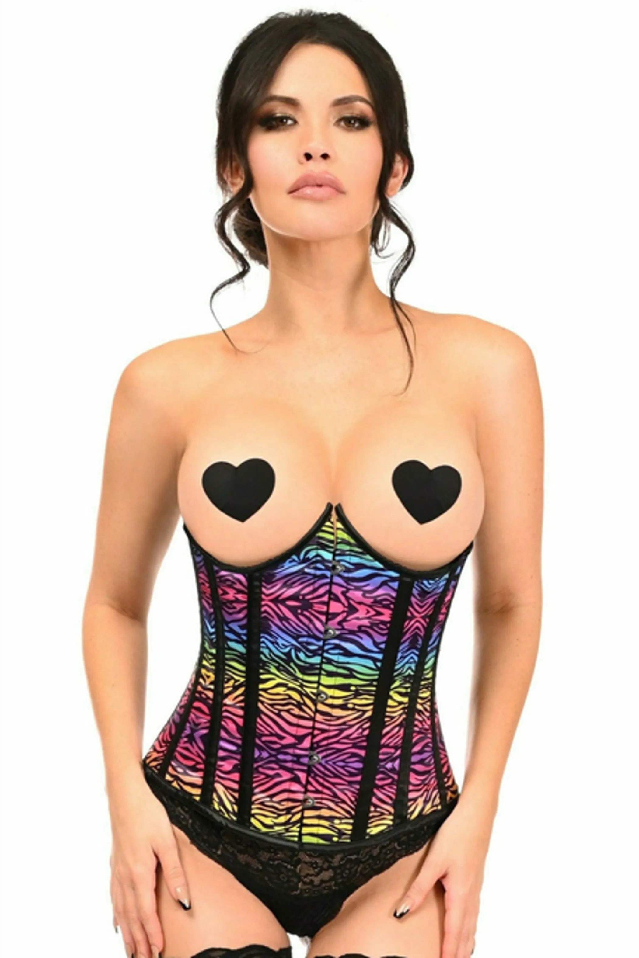Lavish Print Underwire Open Cup Underbust Corset