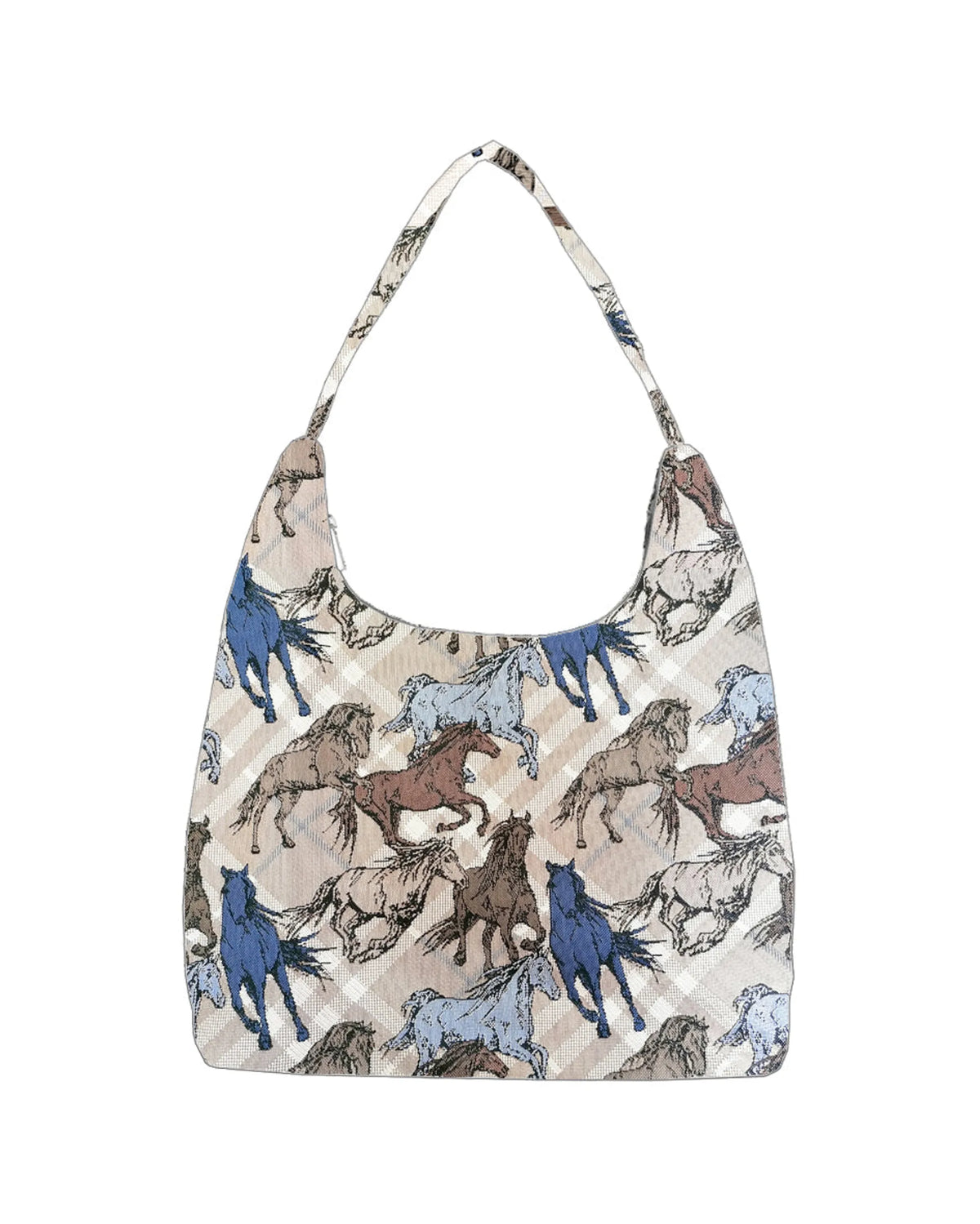Blue Horse Hobo Handbag Shoulder Bag