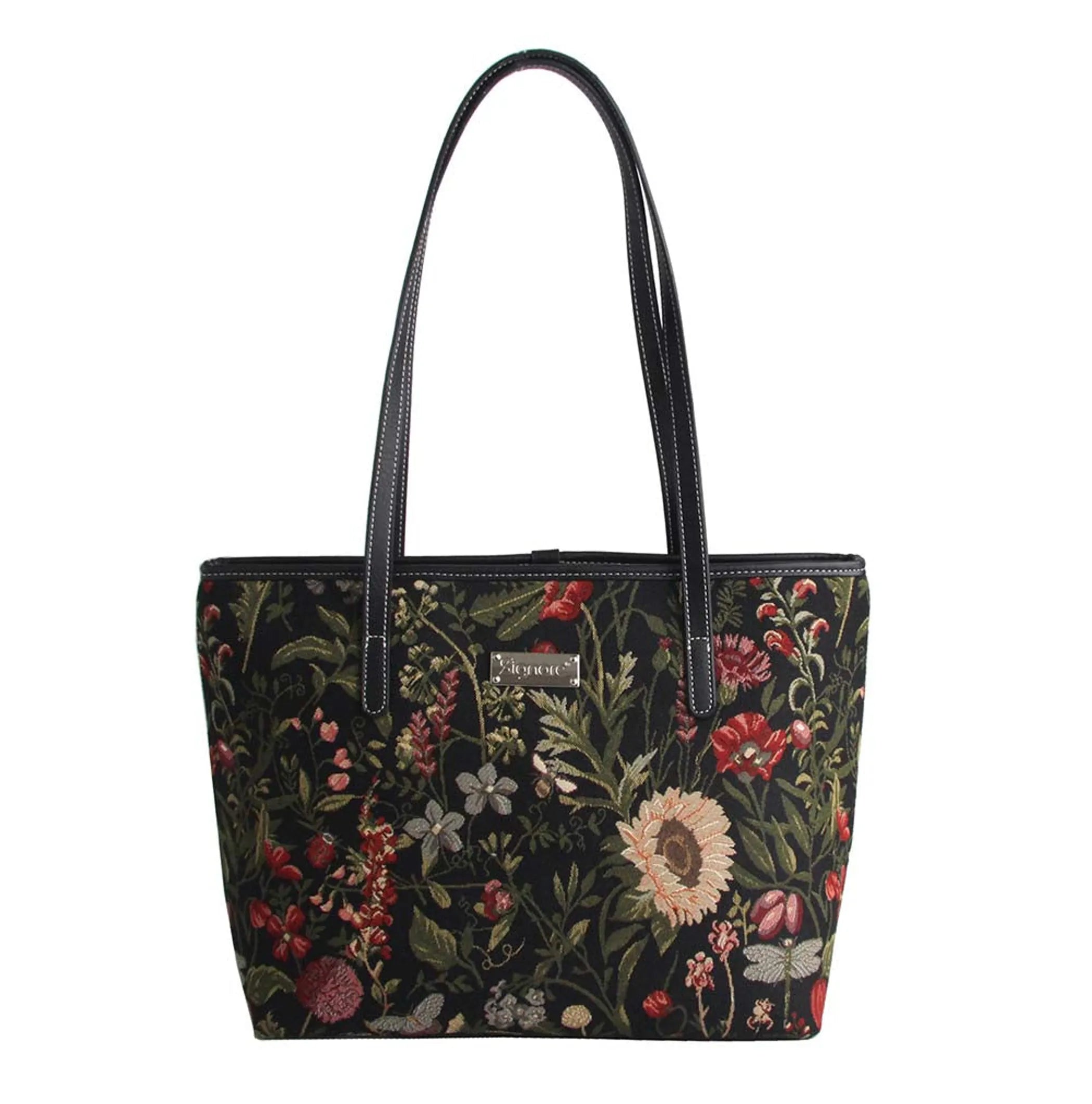 Morning Garden Black College/Shoulder Tote Bag