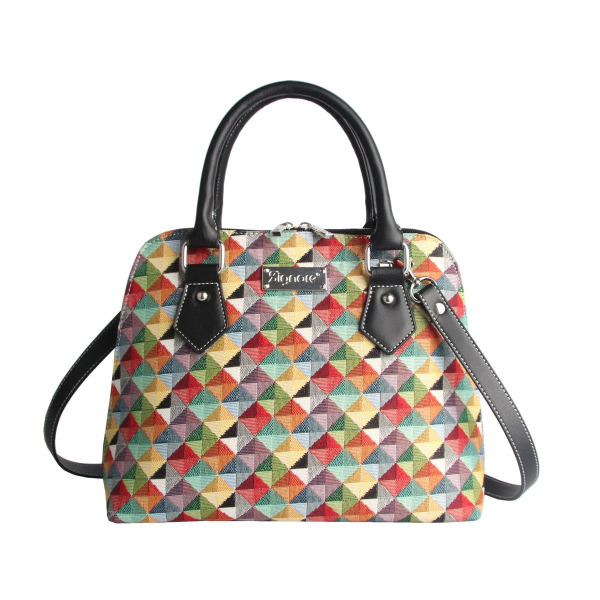 Multicolor Triangle Convertible Top Handle Purse Handbag