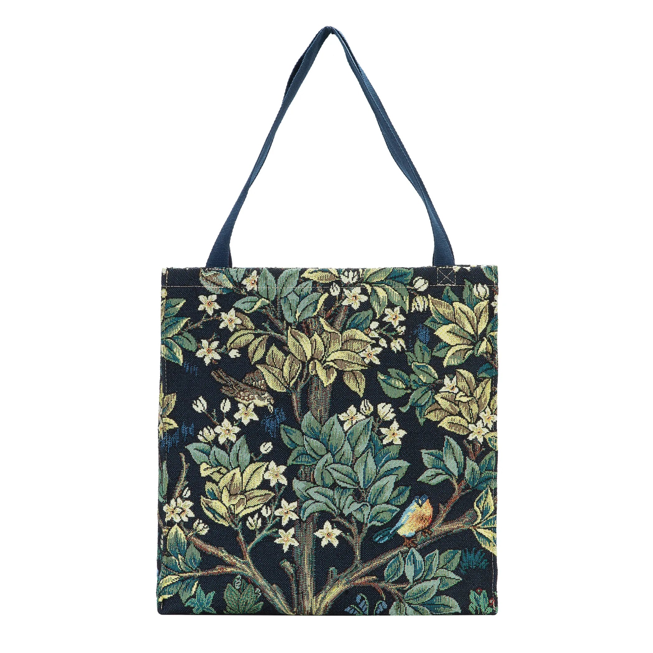 William Morris Tree Of Life Blue Foldable Gusset Shopping Bag