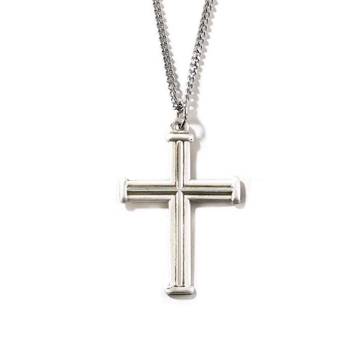 Silver Plated Double Satin Cross Necklace