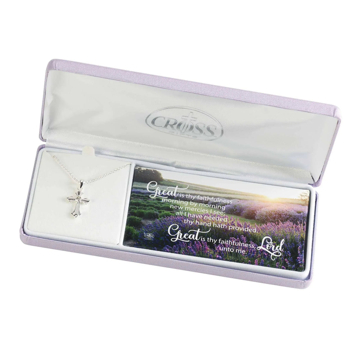 Necklace Great/Faithfulness Cross 18In