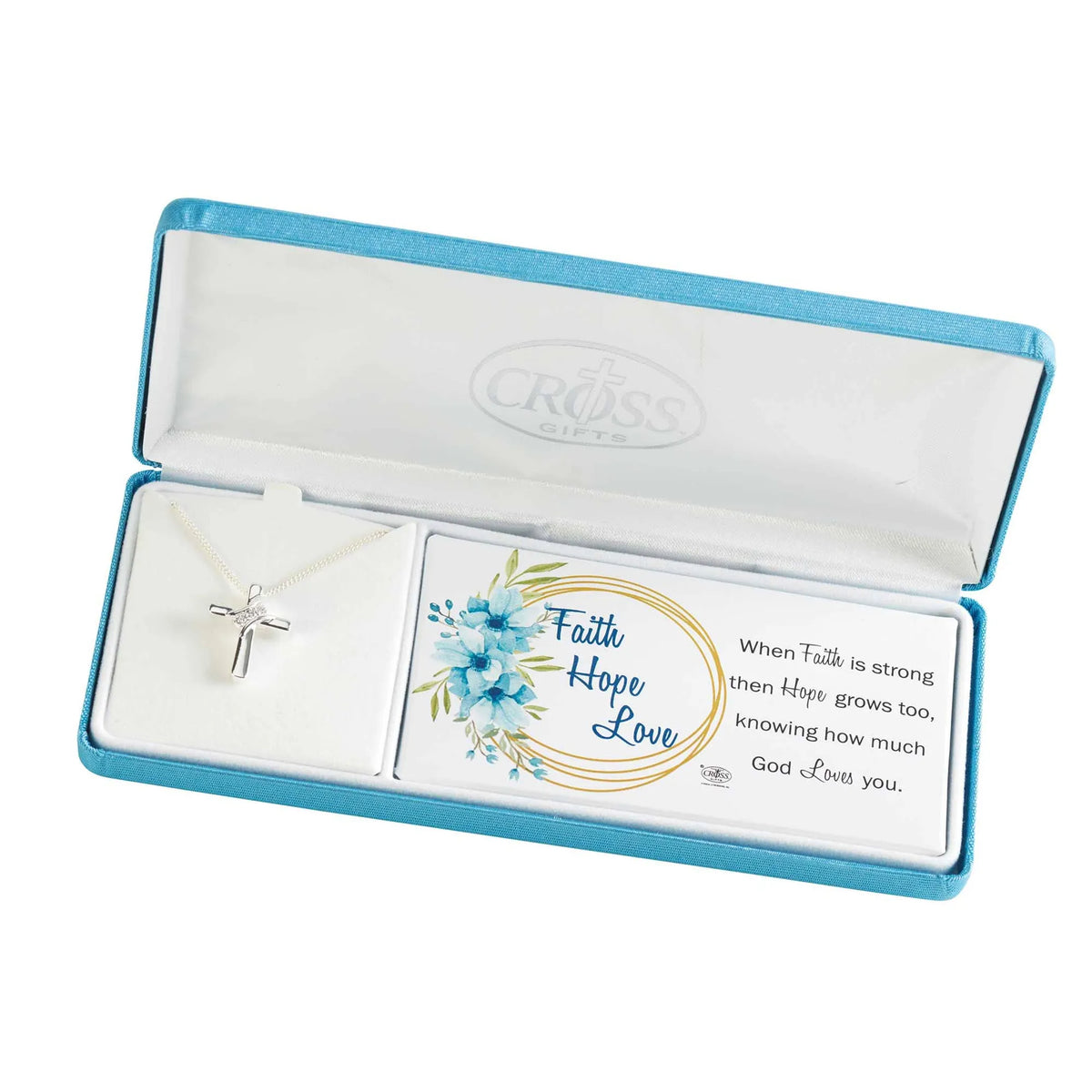 Necklace Faith Hope Love Cross 3Cz Sash