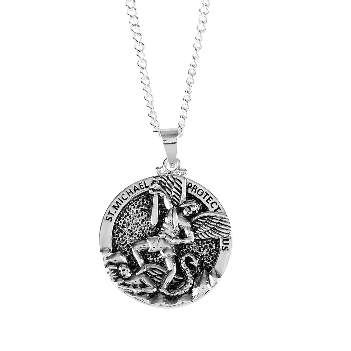 Nk St Michael Round Medal Silver Plate