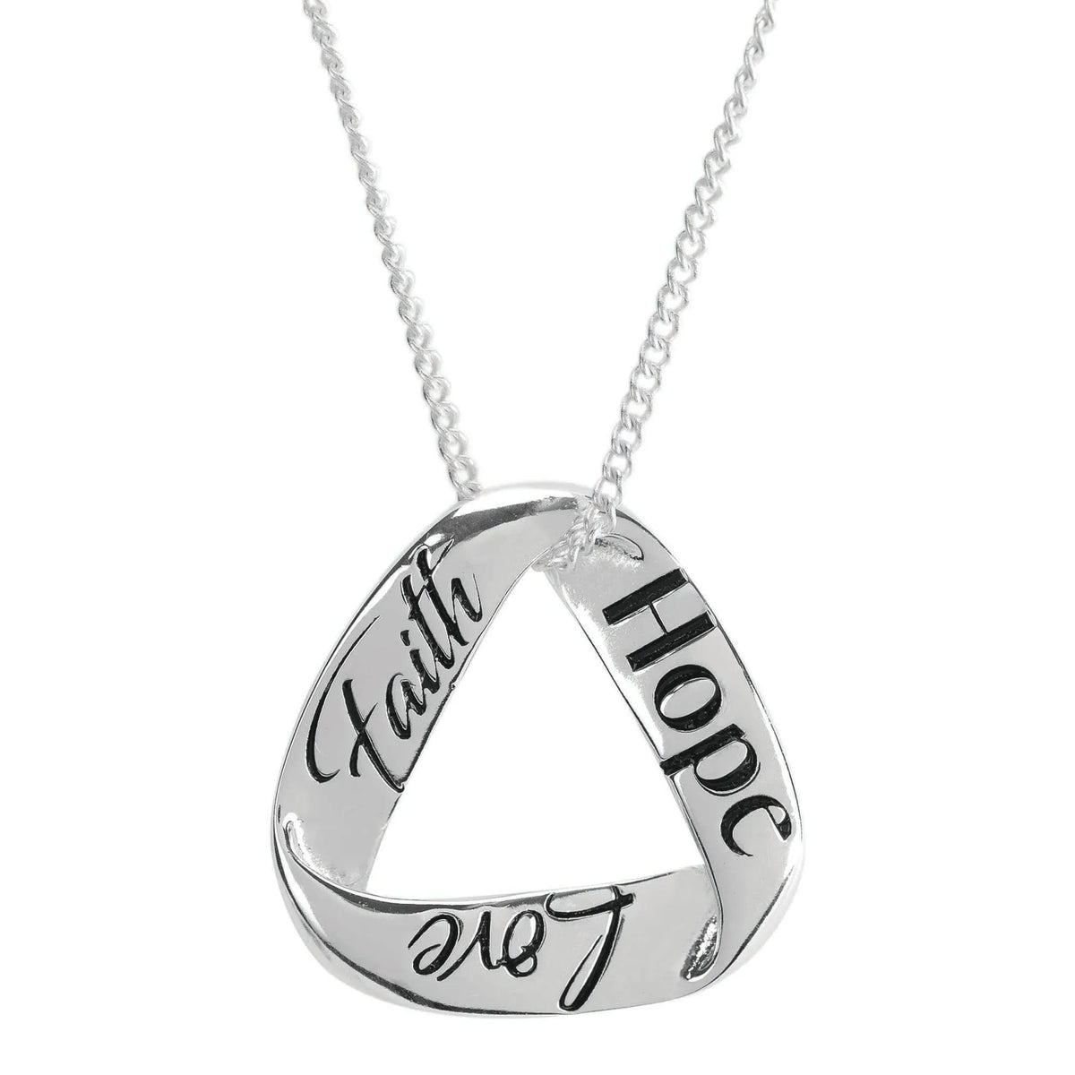 Faith Hope Love Triangle Mobius Necklace