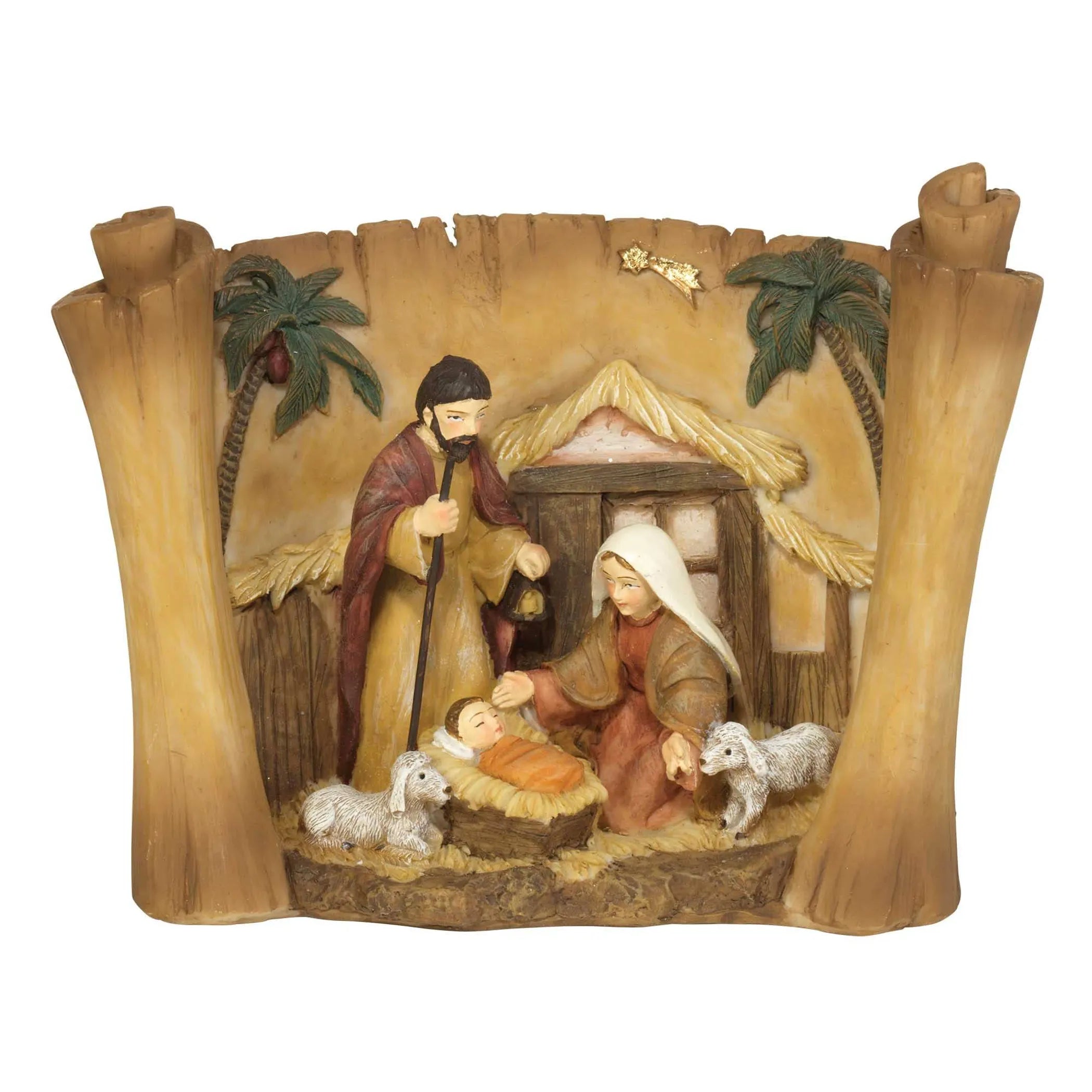 Holy Family In Creche On Scroll