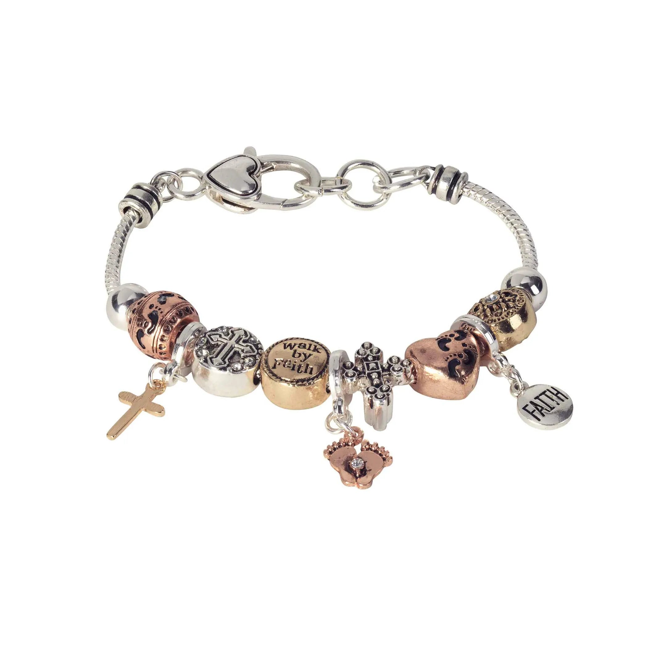 Bracelet Walk By Faith 3T Bead Silver Pl