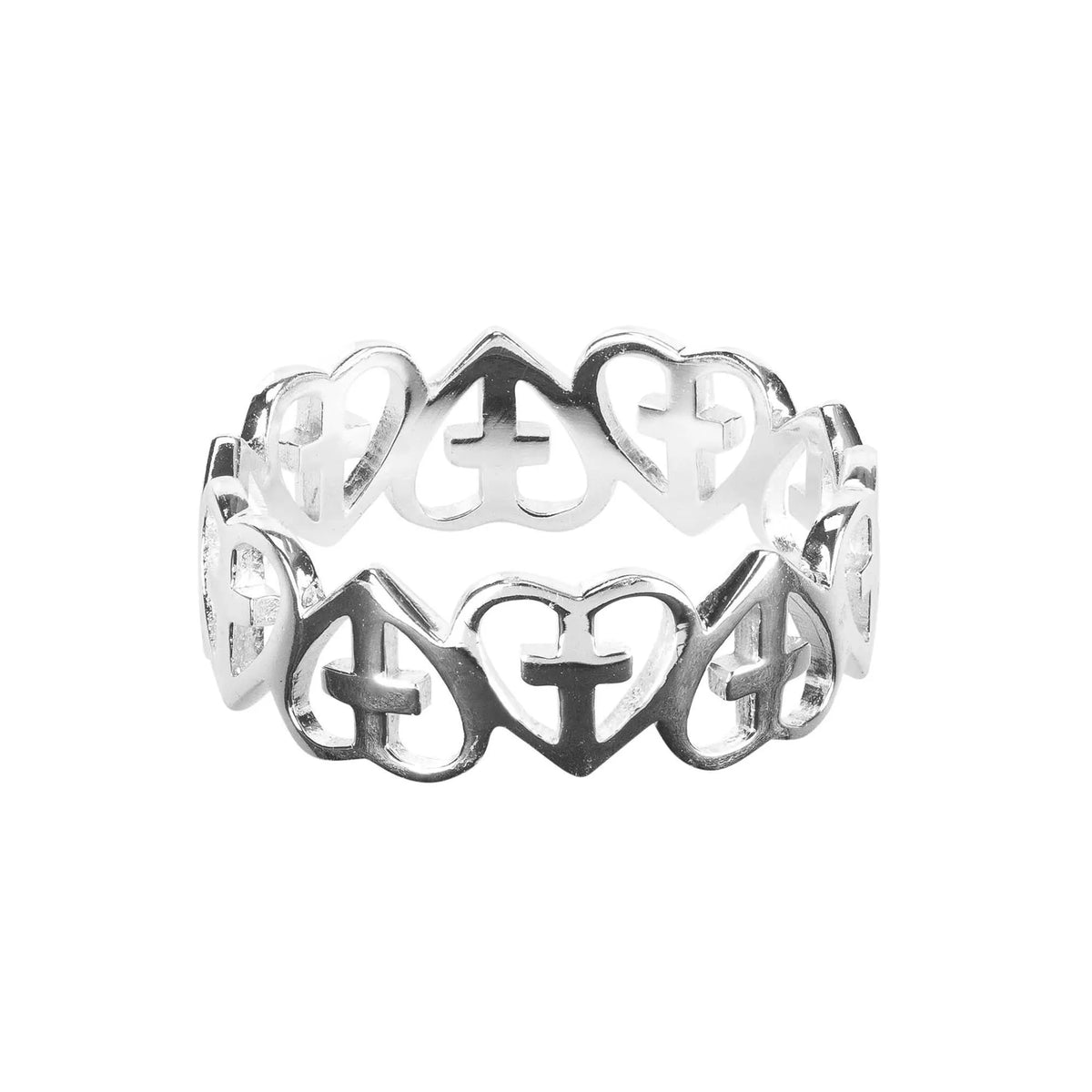 Ring Multi Heart Cross Size 8 Silver