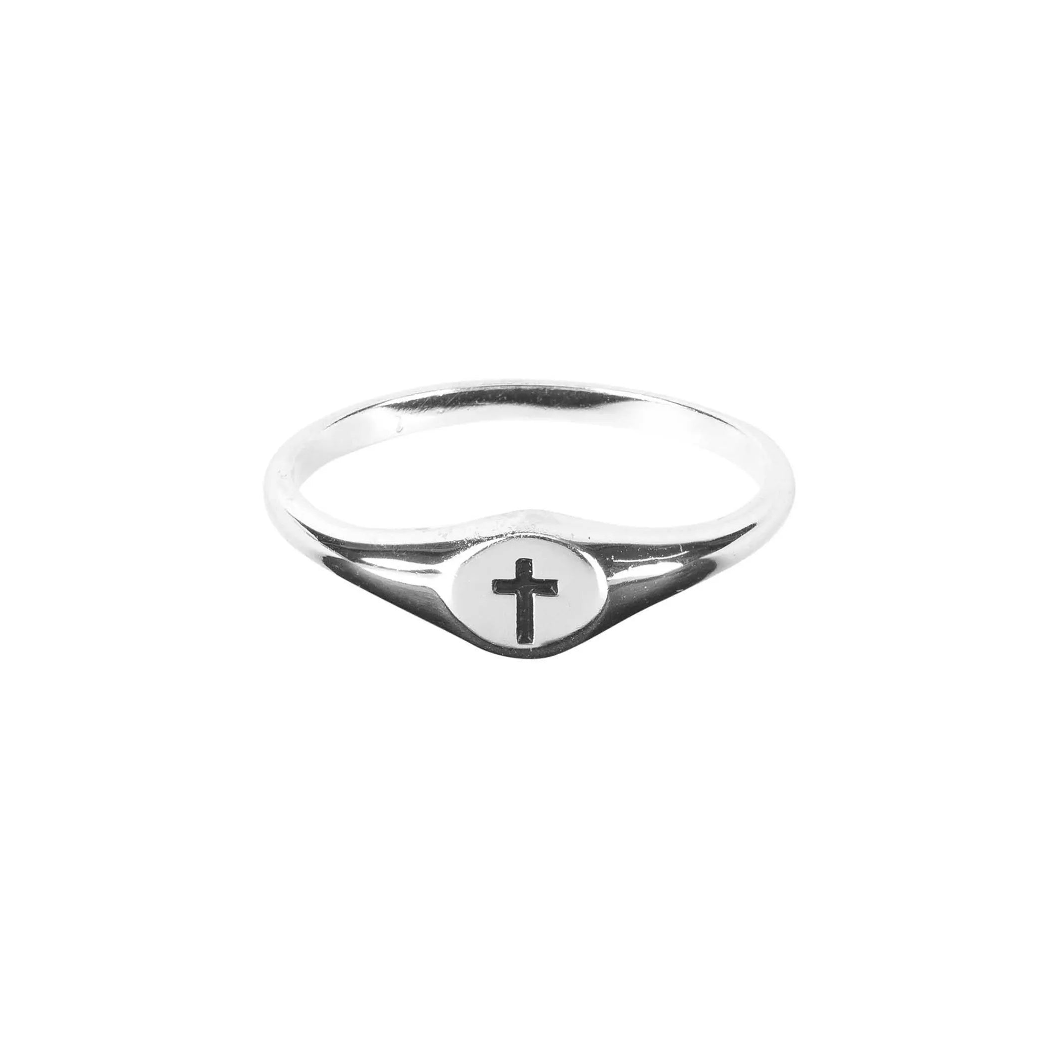 Ring Engraved Cross Size 7 Silver
