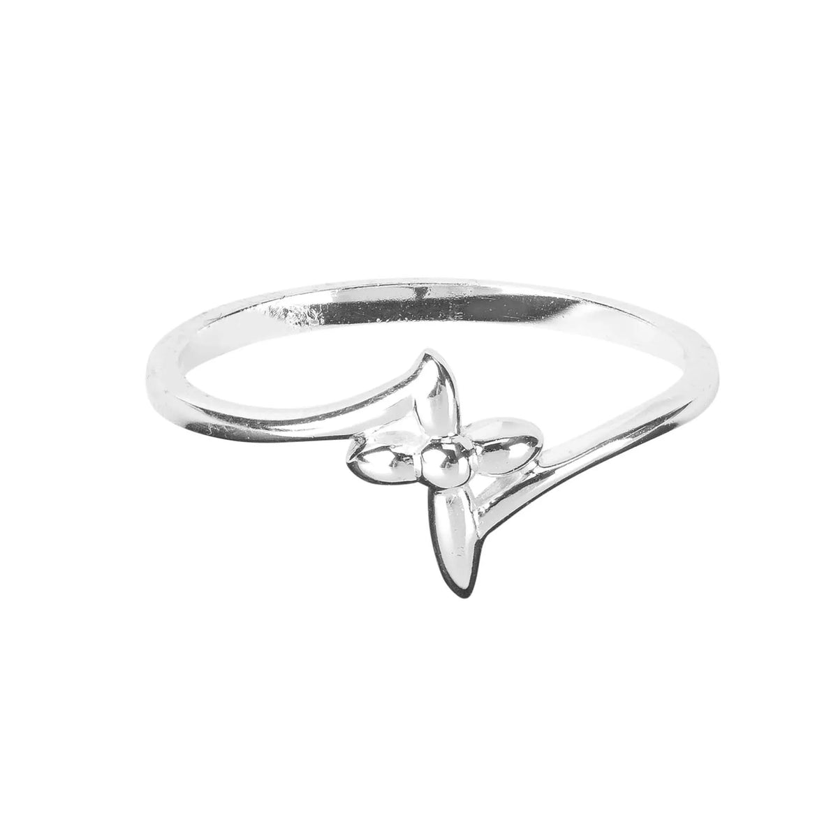 Ring Petal Cross Open Band Silver