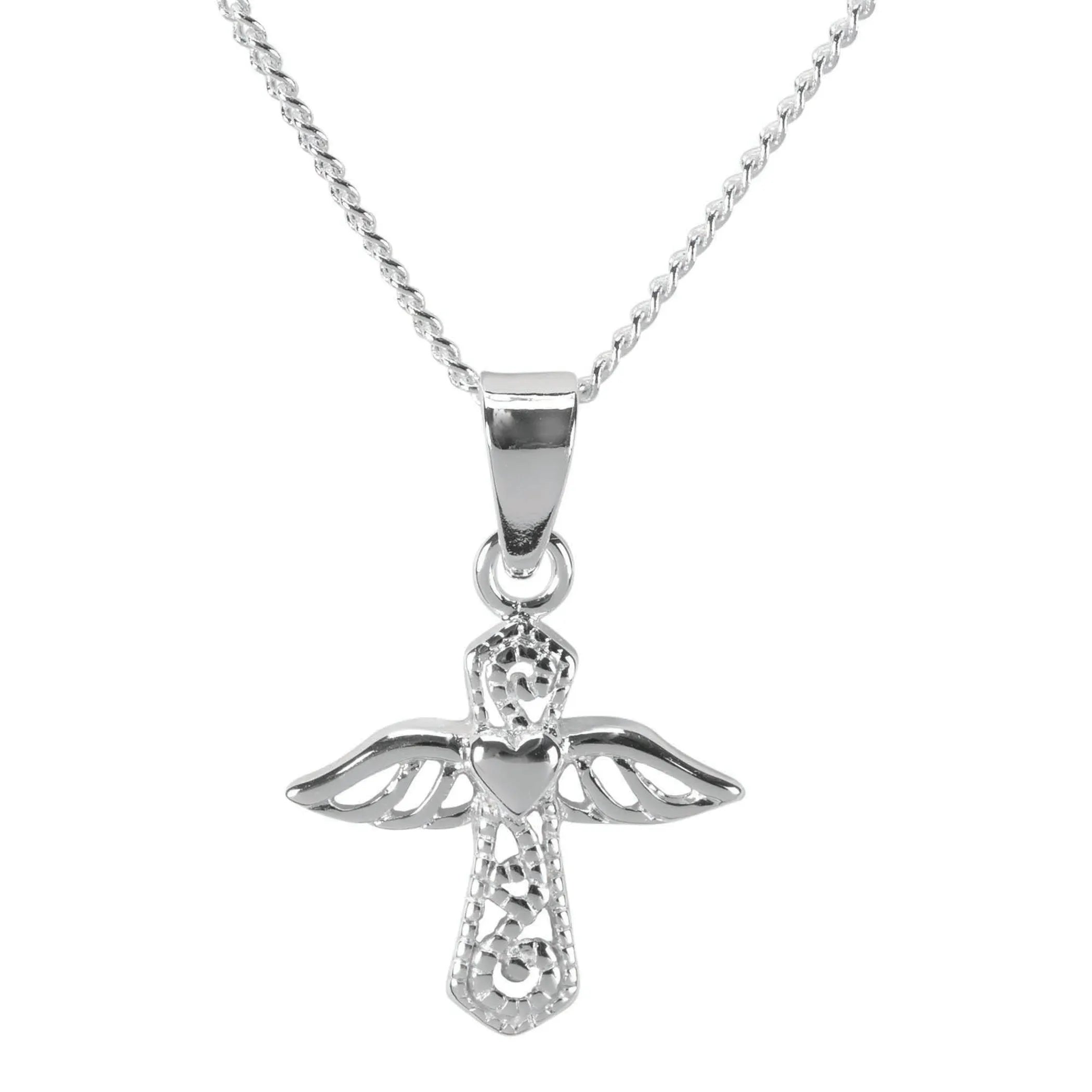 Angel/Heart Silver Plate  Chain