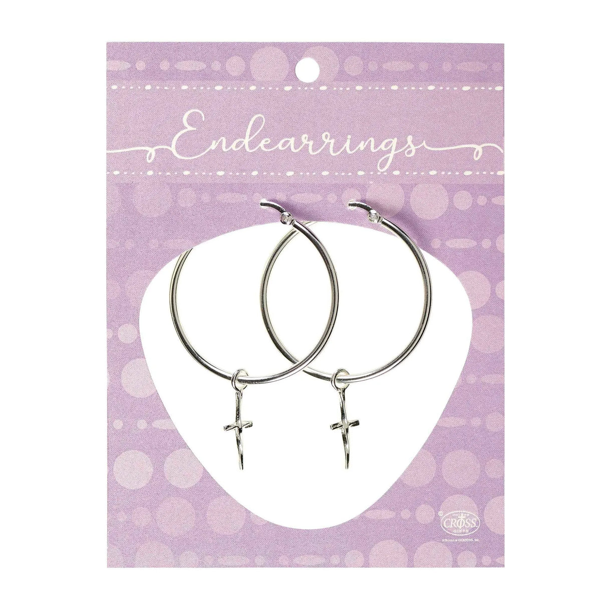Earring 1-3/8' Etched Cross Wire Close