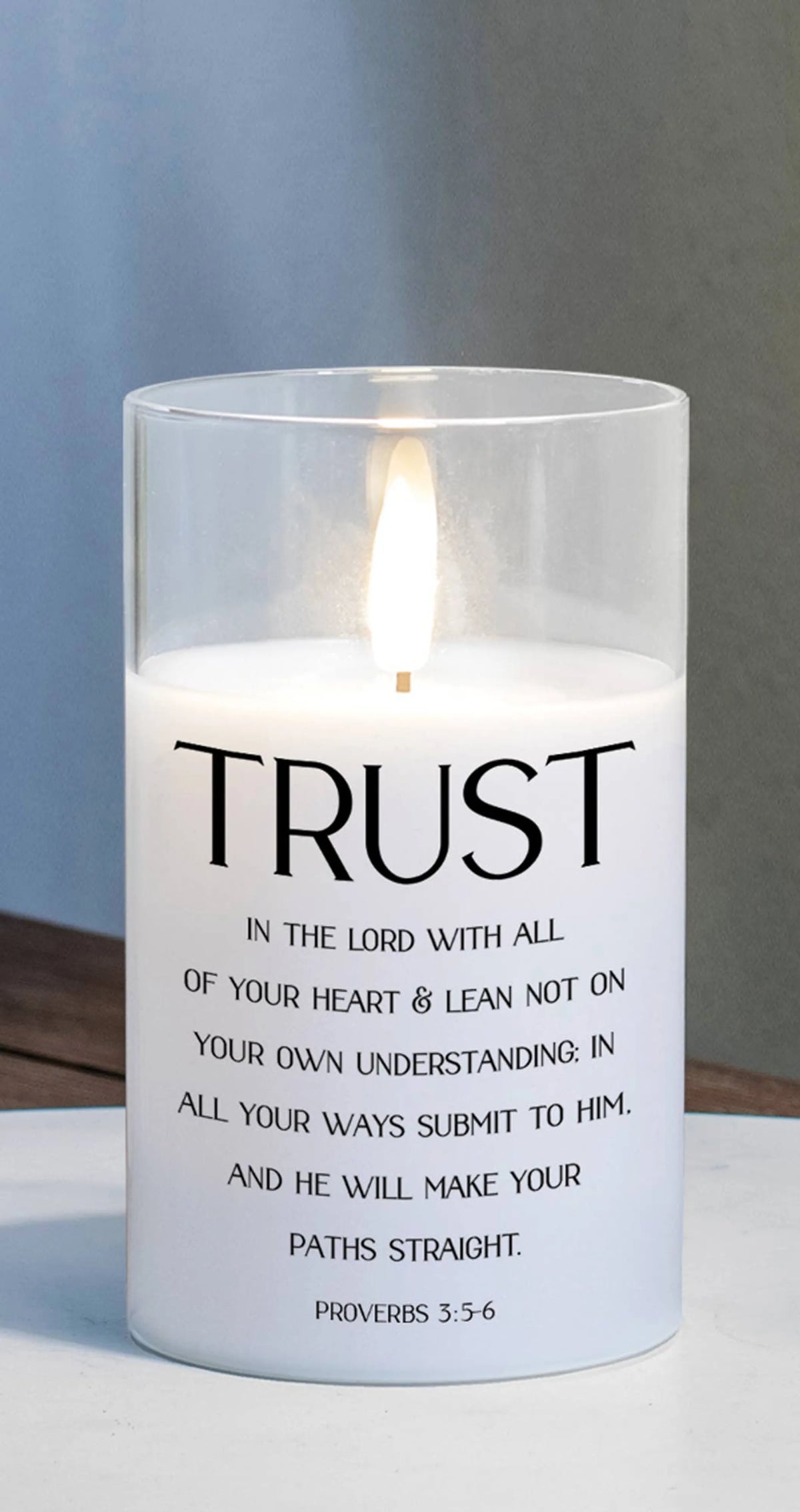 Led Candle Trust The Lord Prov 3:5-6
