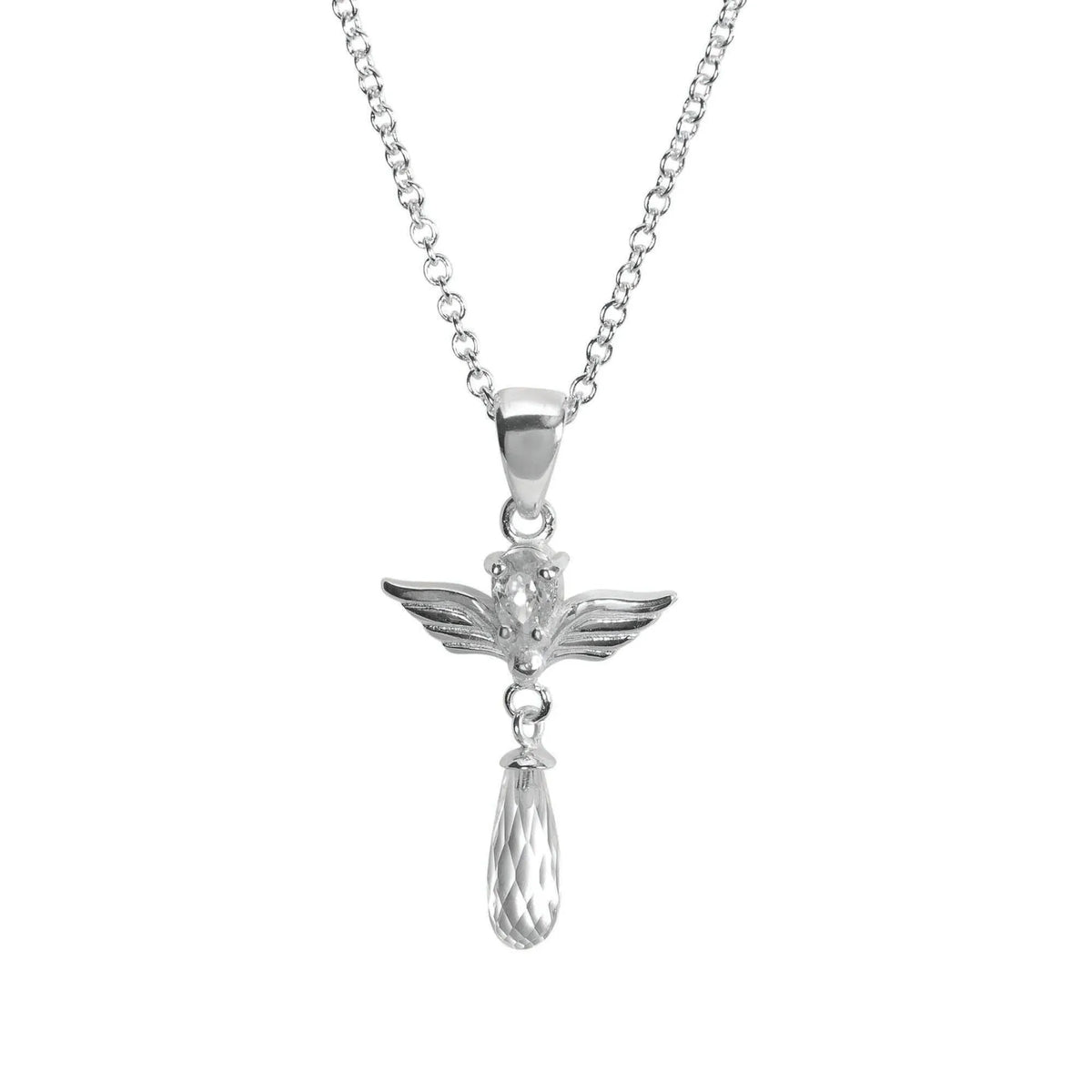Angel/Cz Glass Tear Silver Plate