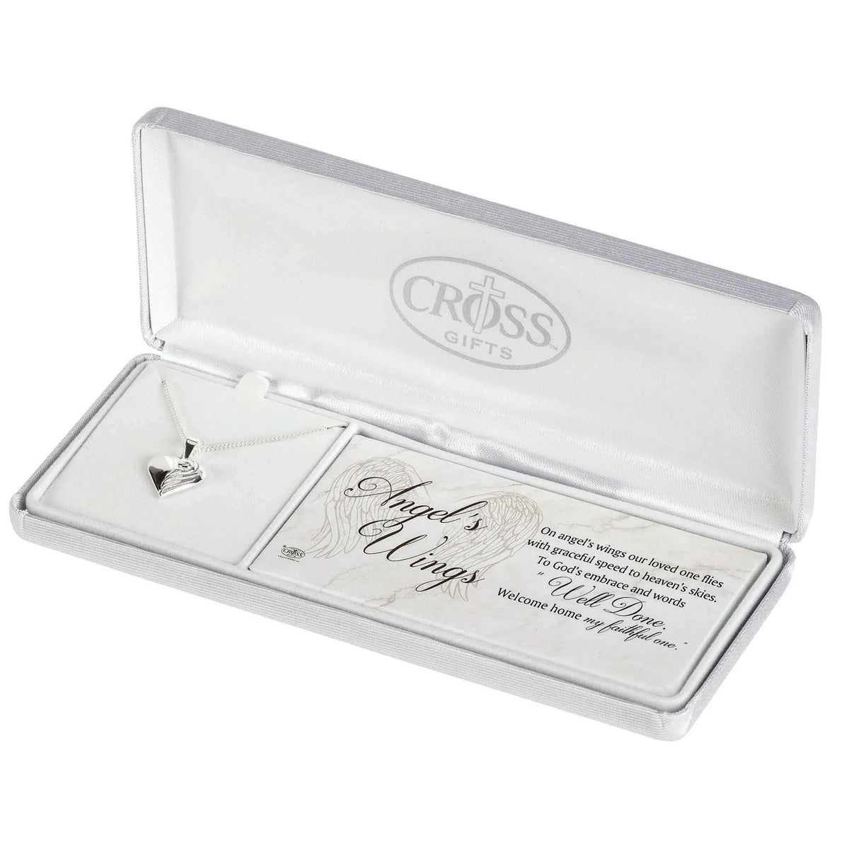 On Angel'S Wings Heart Necklace Silver Plate