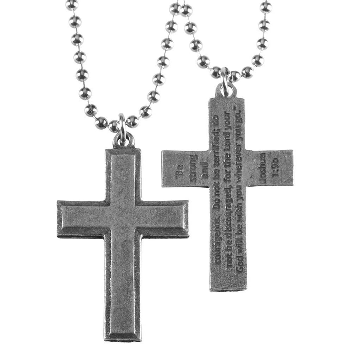 Nk-Pewter Josh 1:9Cross-Chain