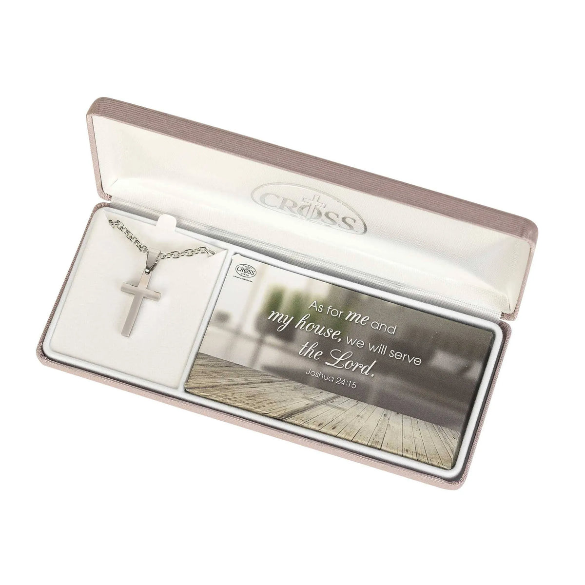 Necklace Cross Joshua 24:15 Steel