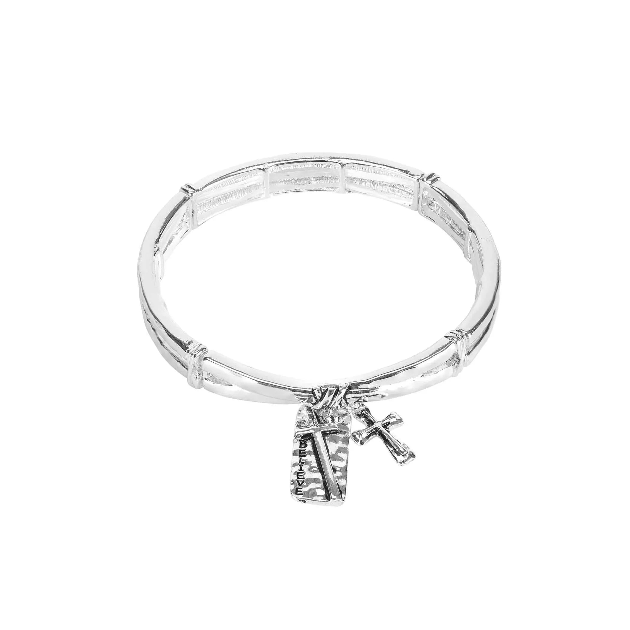 Bracelet Believe Heart Cross Silver