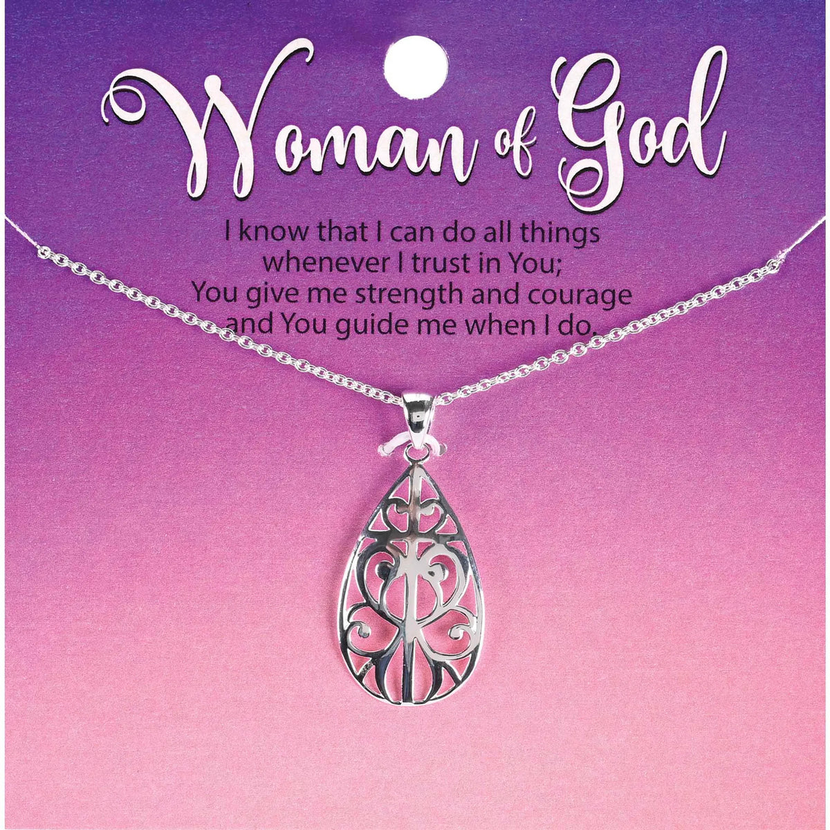 Necklace Open Teardrop With Cross