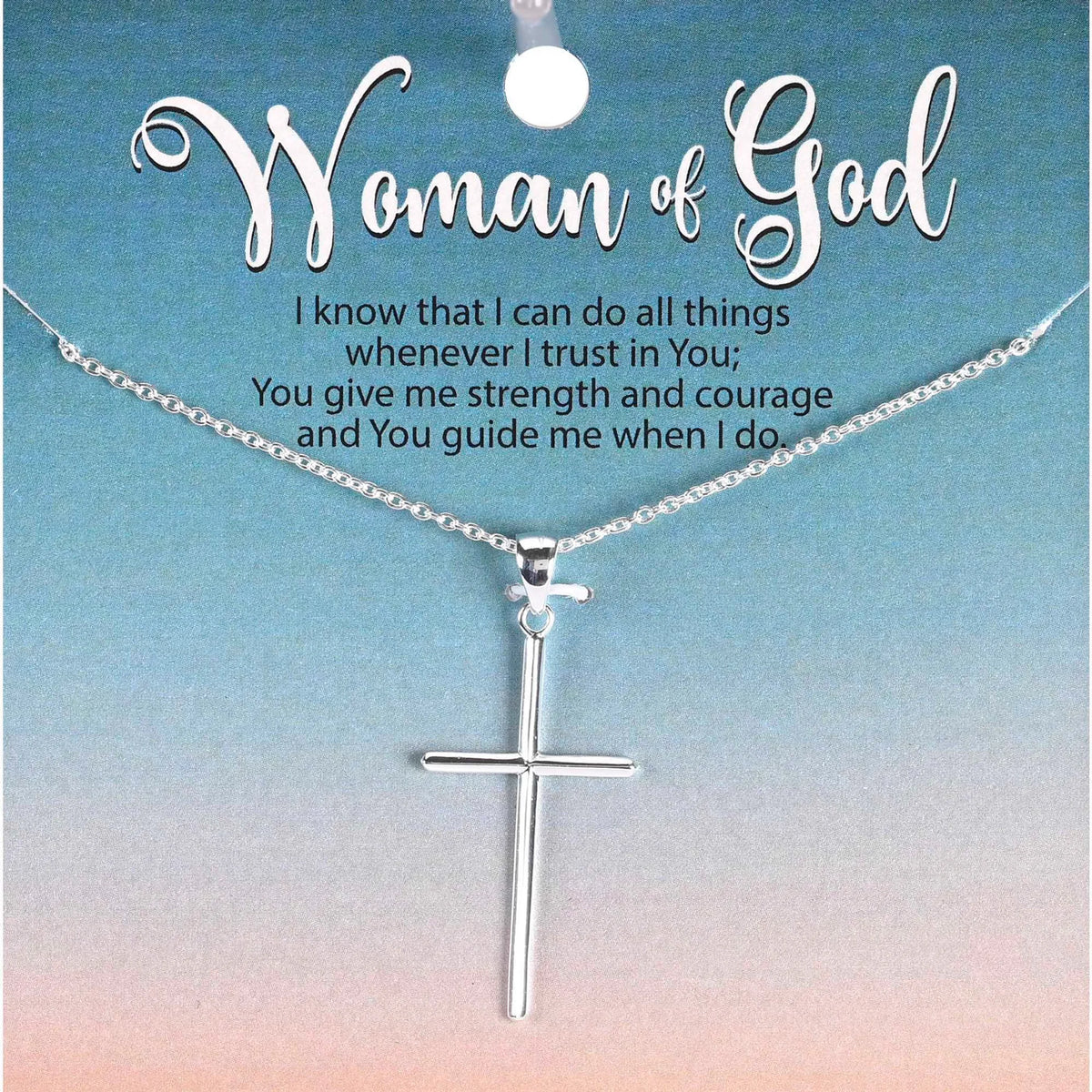 Necklace Sculpted Cross Silver Plate