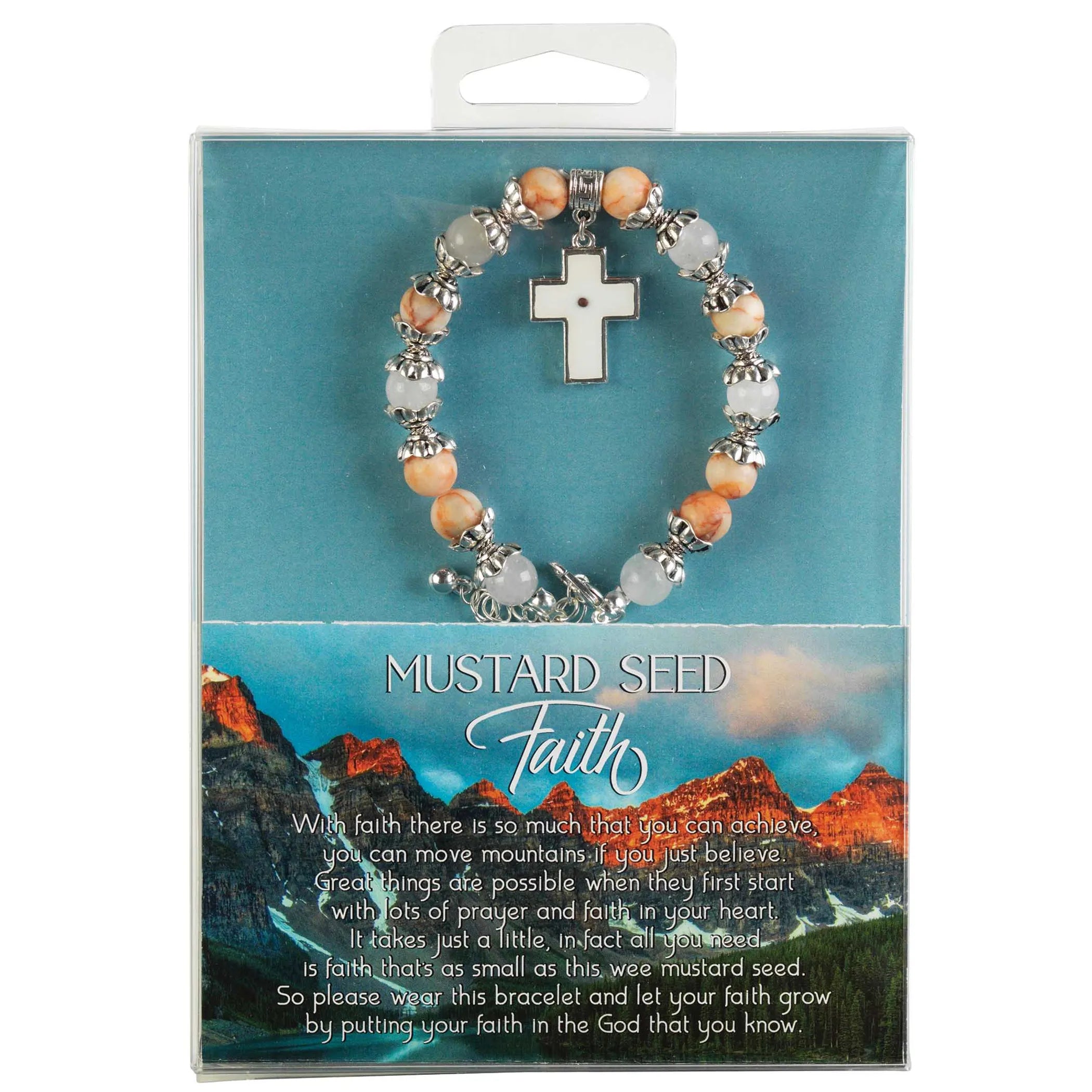 Bead Bracelet Mustard Seed Coral/White