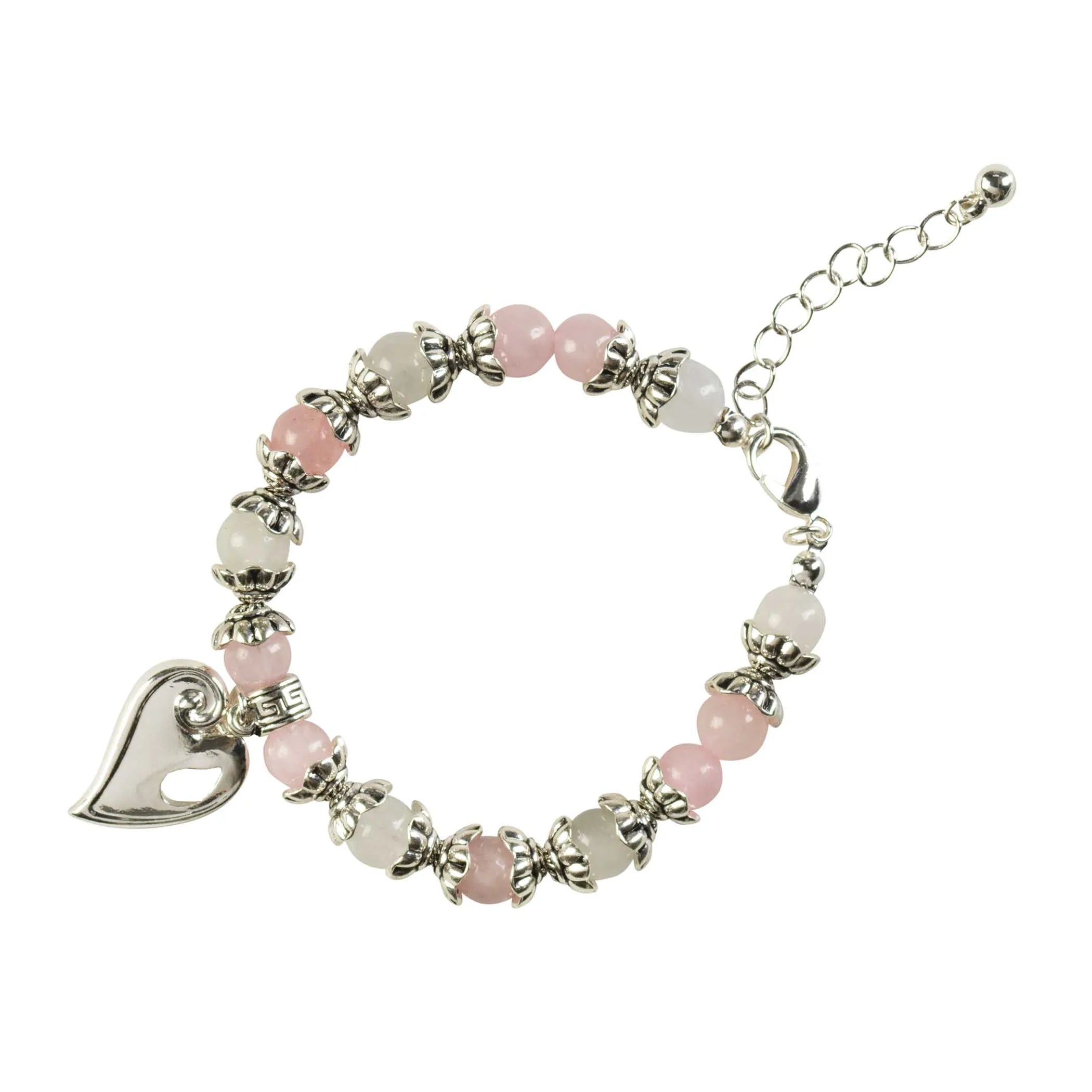 Bead Bracelet Reunion Heart Pink/White