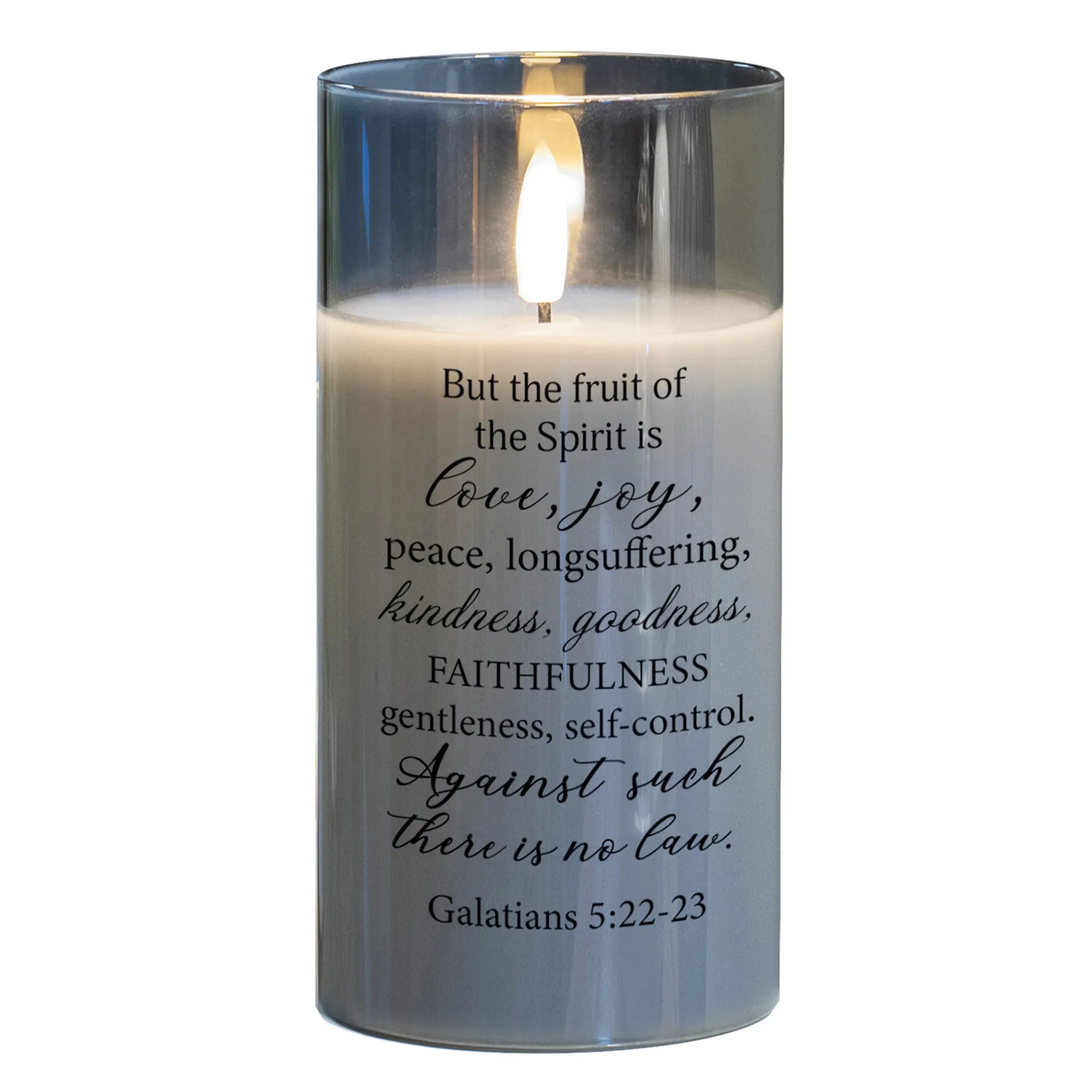 Led Candle Fruit Gal. 5:22-23 6In Grey