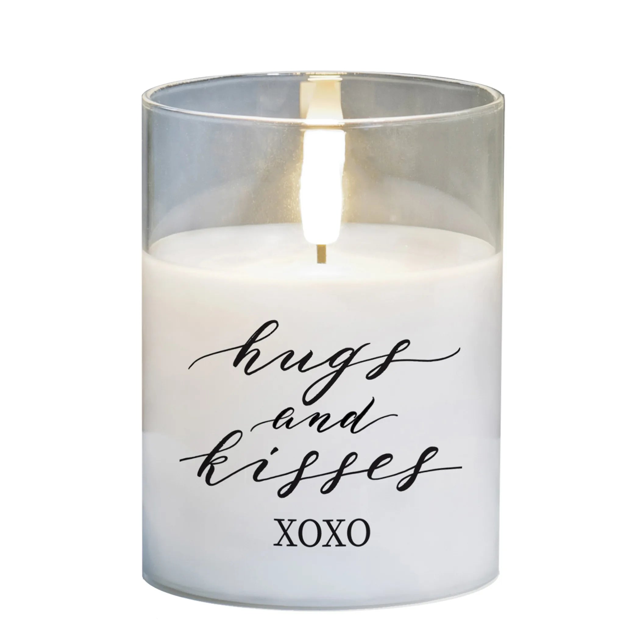 Led Candle Hugs & Kisses Xoxo 4In White